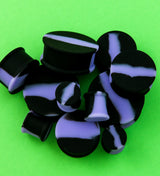 Lavender And Black Double Flare Silicone Plugs