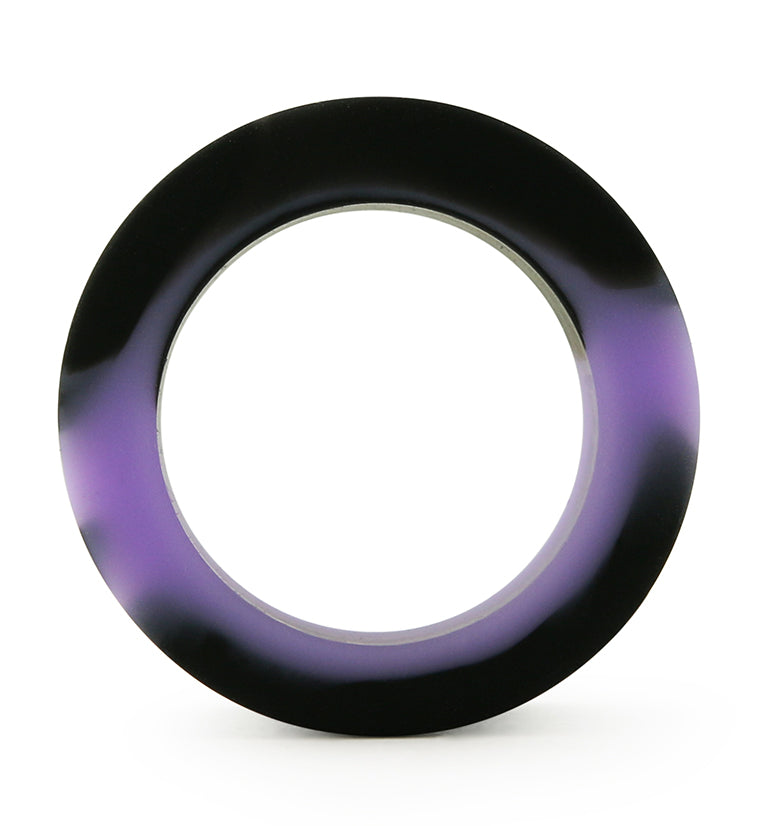 Lavender And Black Double Flare Silicone Tunnel Plugs