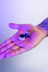 Lavender And Black Double Flare Silicone Tunnel Plugs