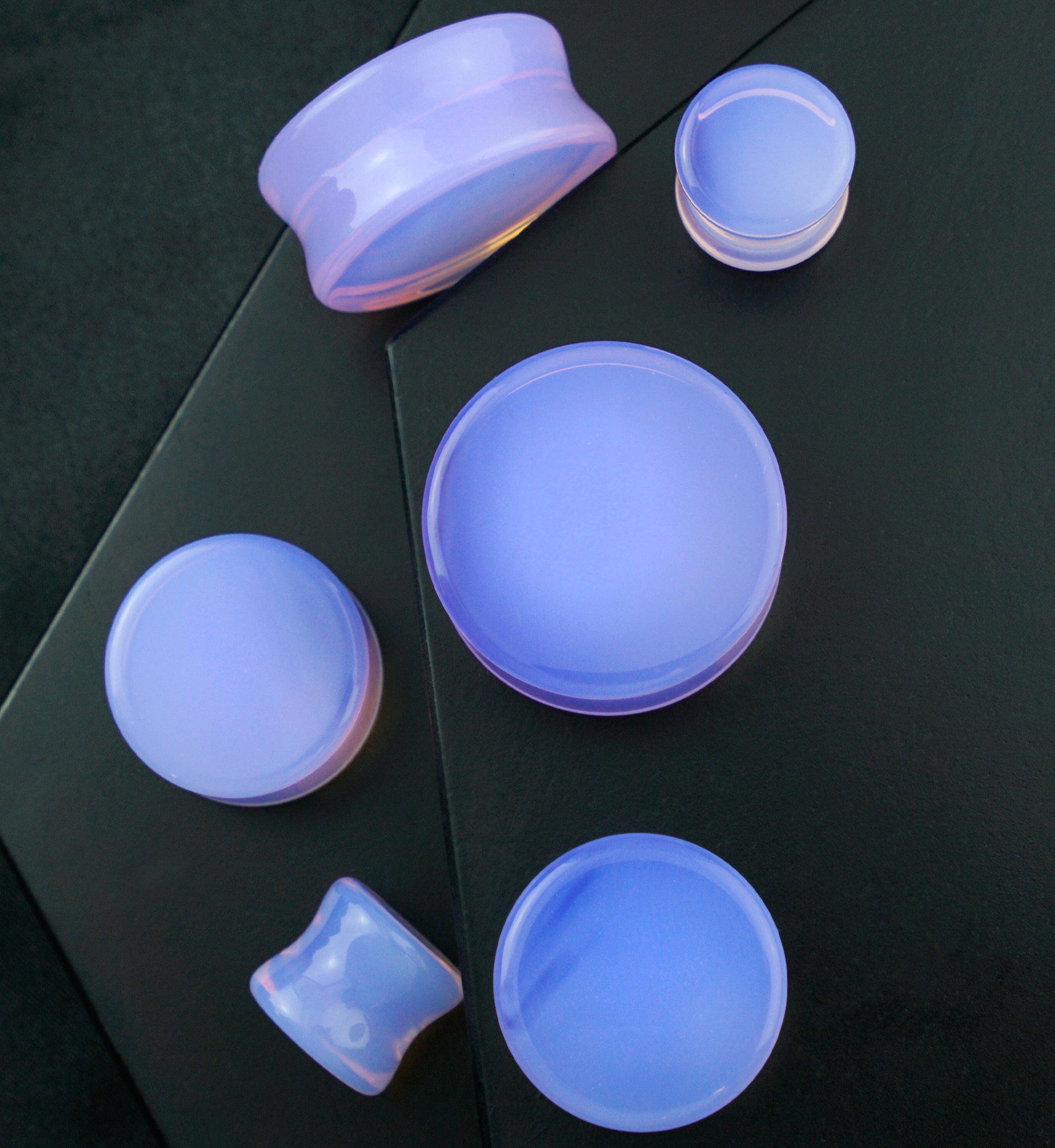 Lavender Opalite Glass Double Flare Plugs