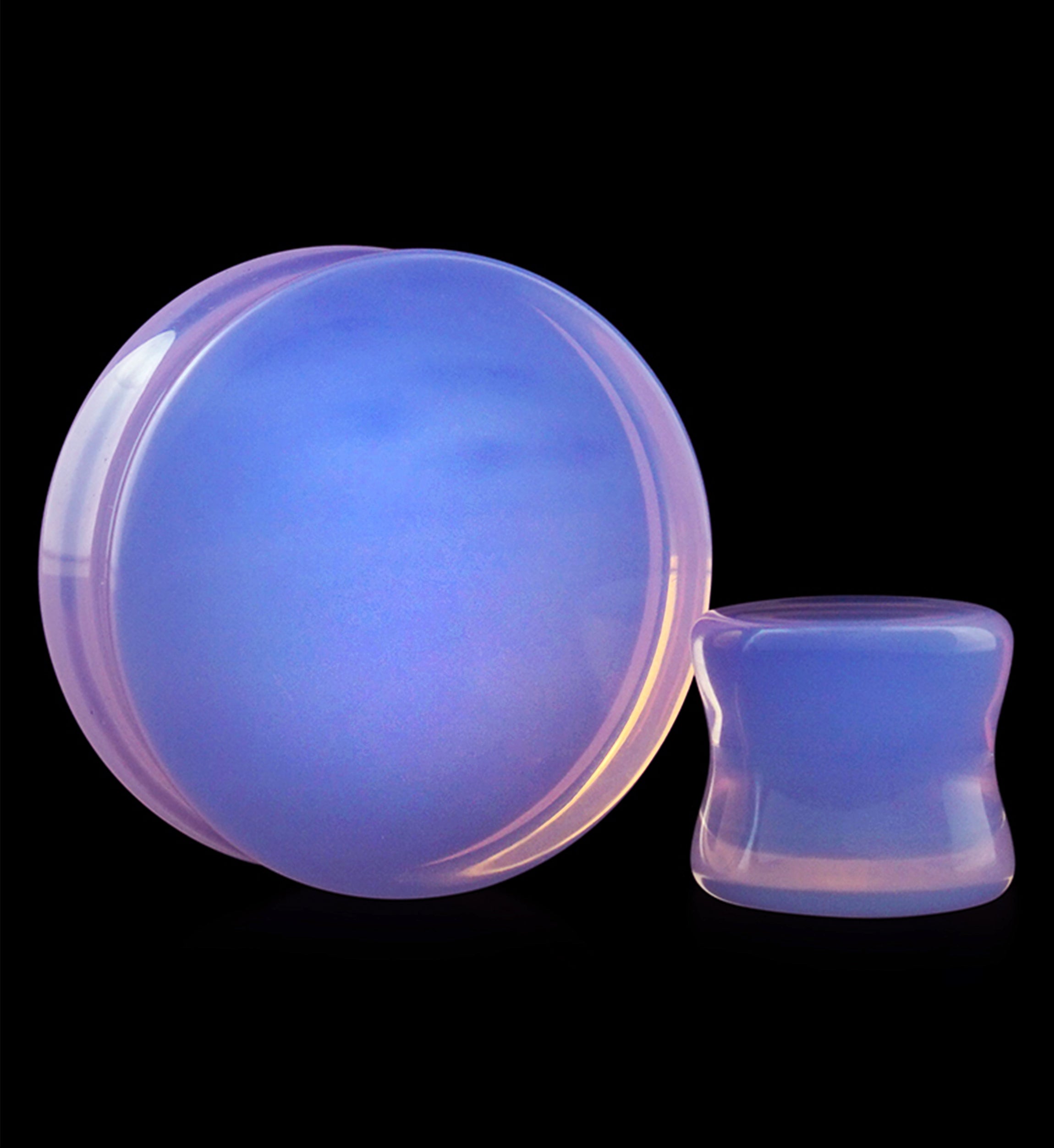 Lavender Opalite Glass Double Flare Plugs