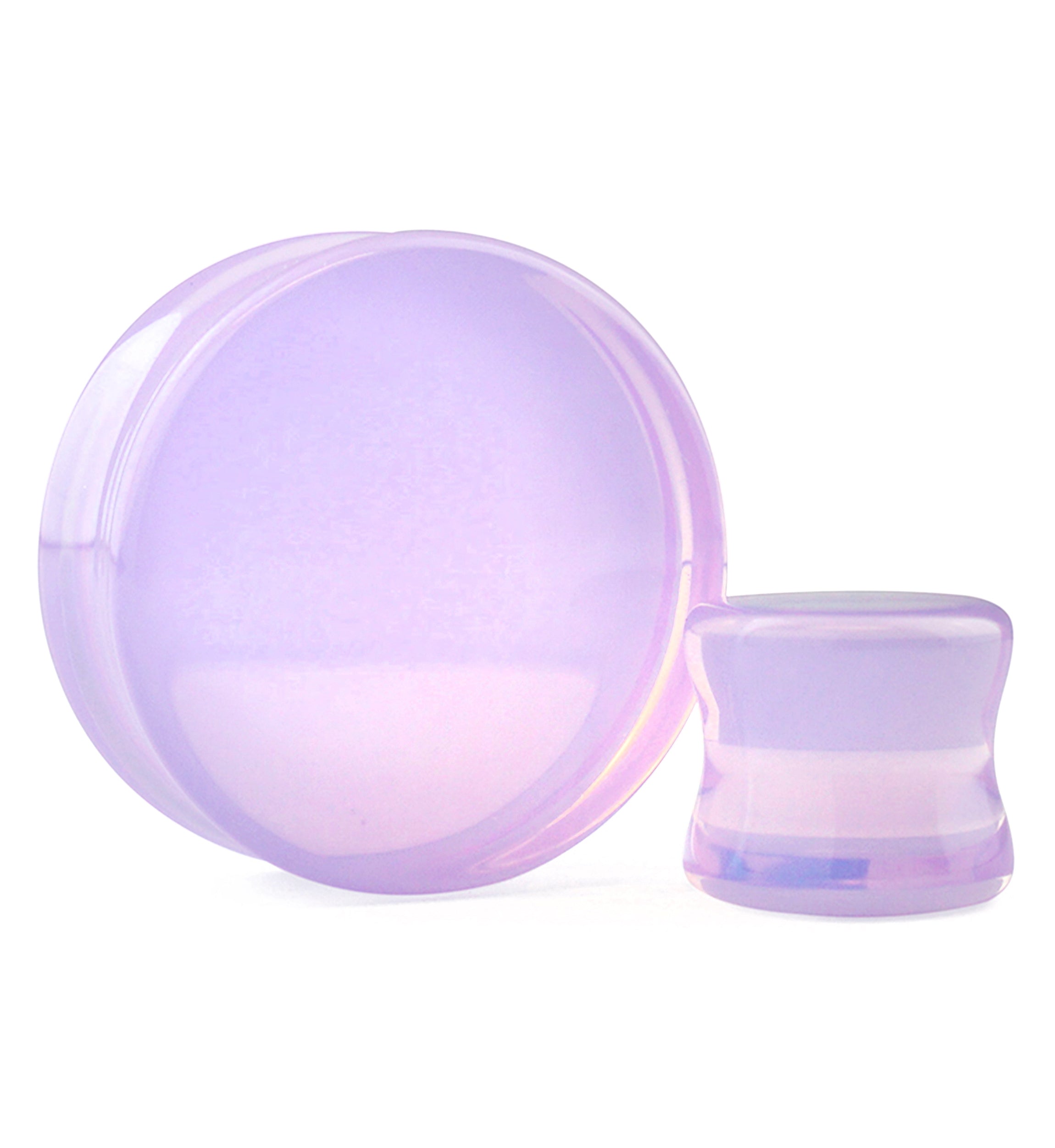Lavender Opalite Glass Double Flare Plugs