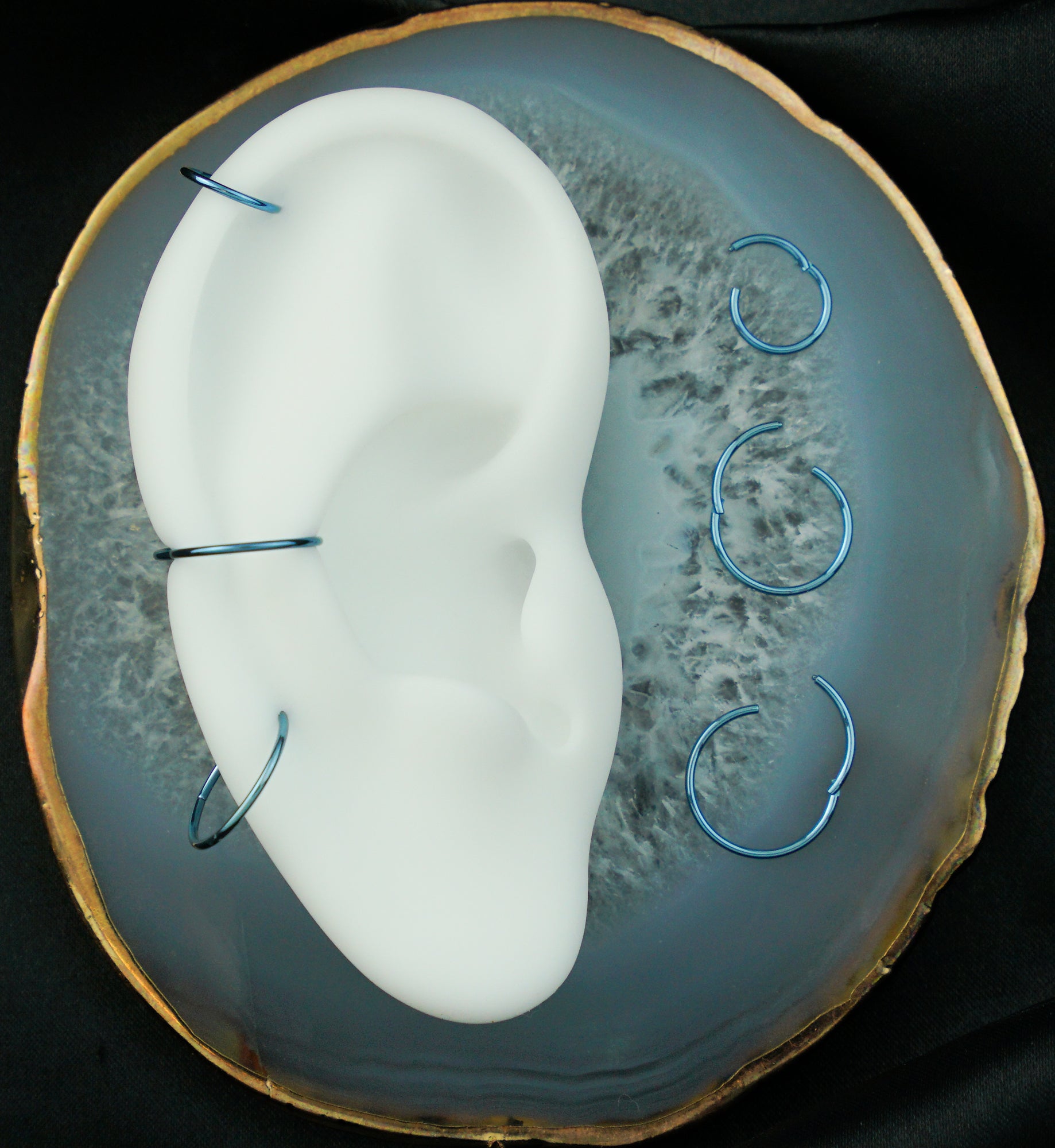 Light Blue Anodized Titanium Hinged Segment Hoop Ring