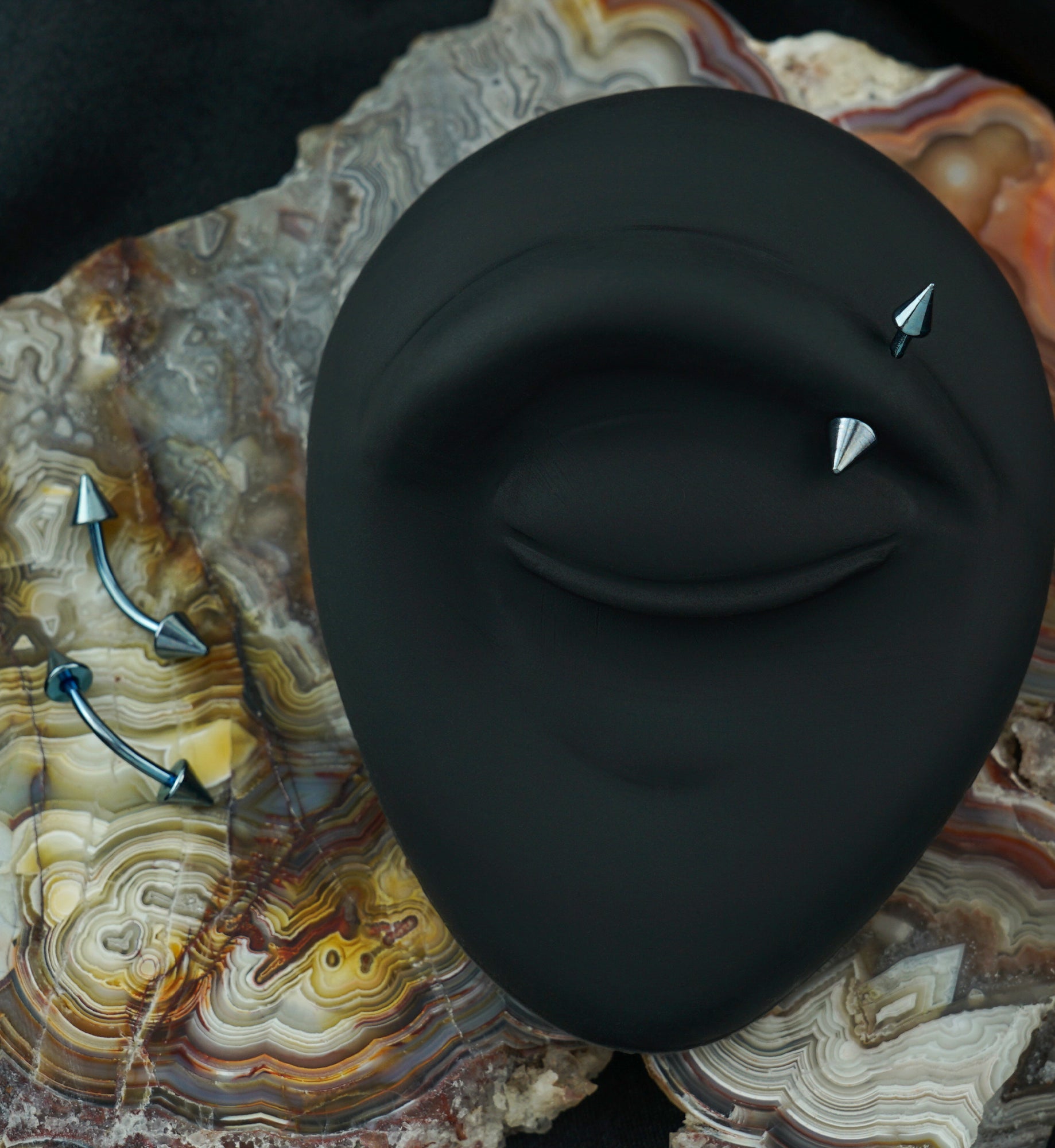 Light Blue PVD Spiked Curved Barbell