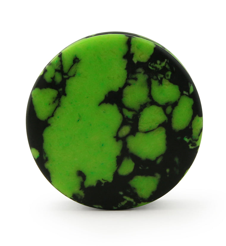Lime Green And Black Howlite Stone Plugs