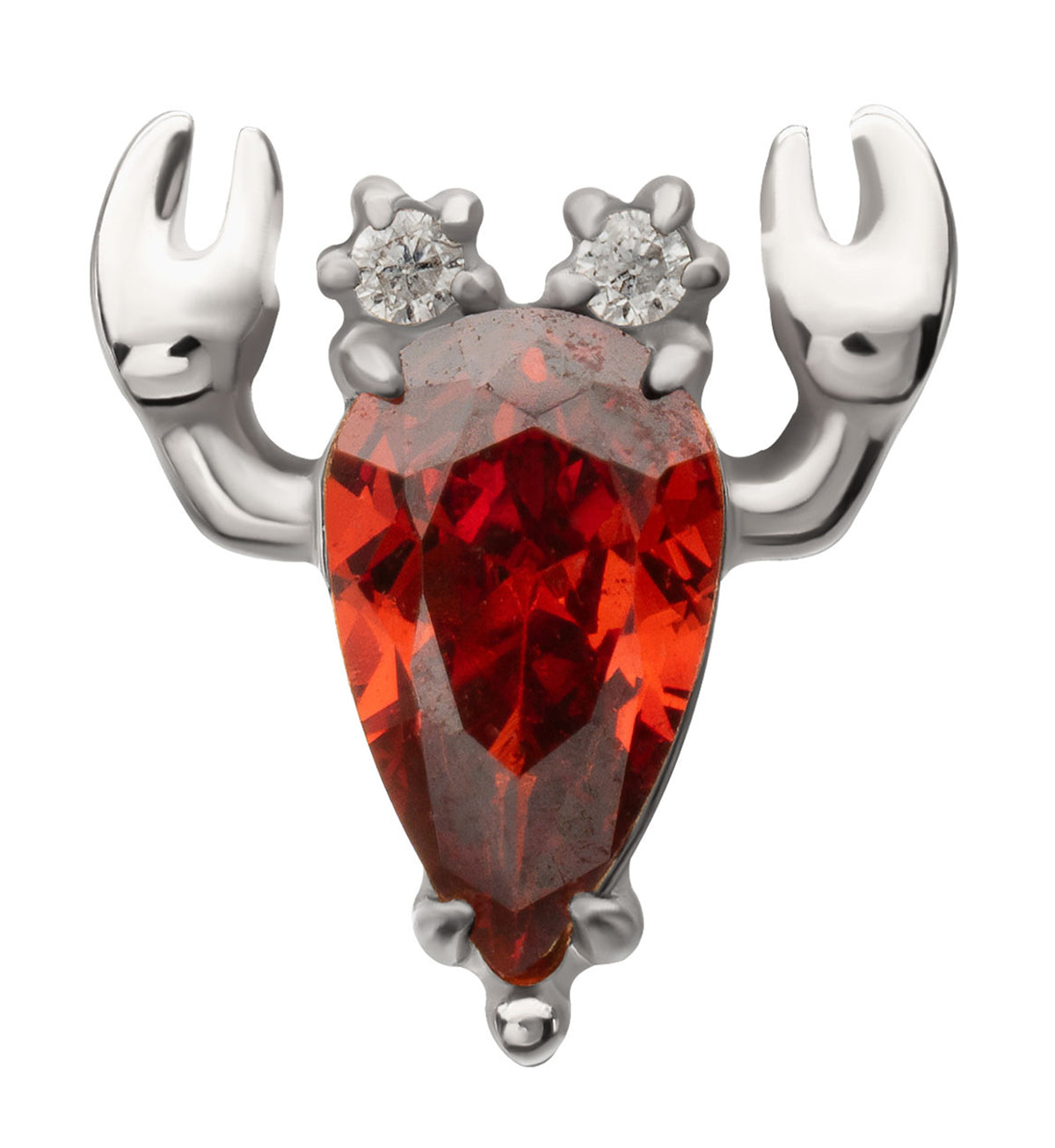 Lobster Teardrop Red CZ Titanium Threadless Top