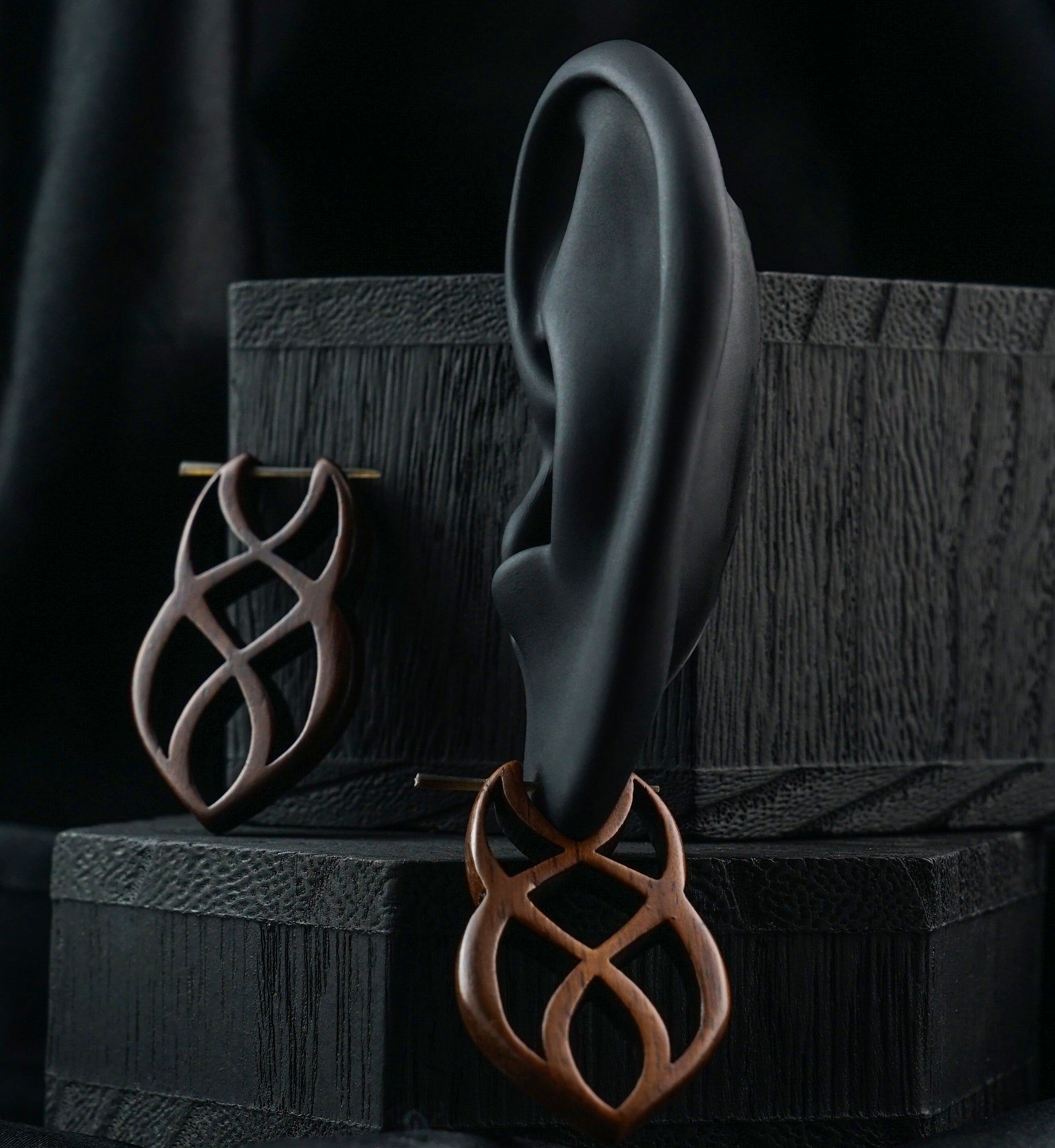 Long Celtic Knot Narra Wood Earrings