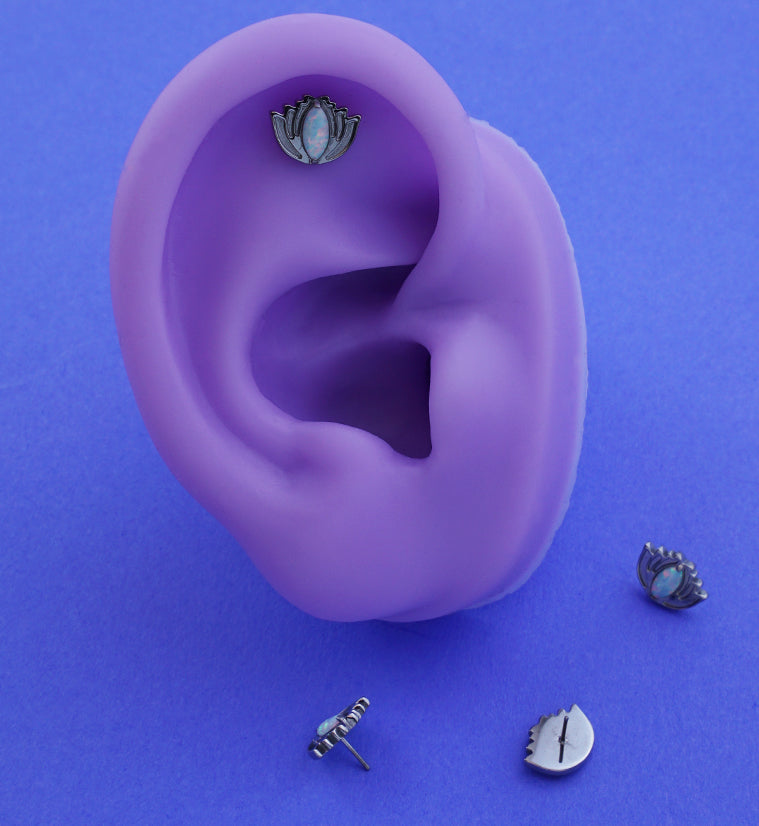 Lotus White Opalite Titanium Threadless Top