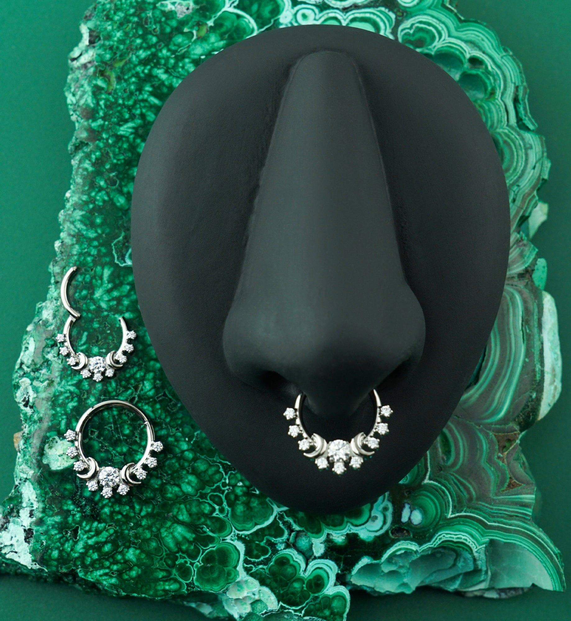 Lunar Cycle CZ Titanium Hinged Segment Ring