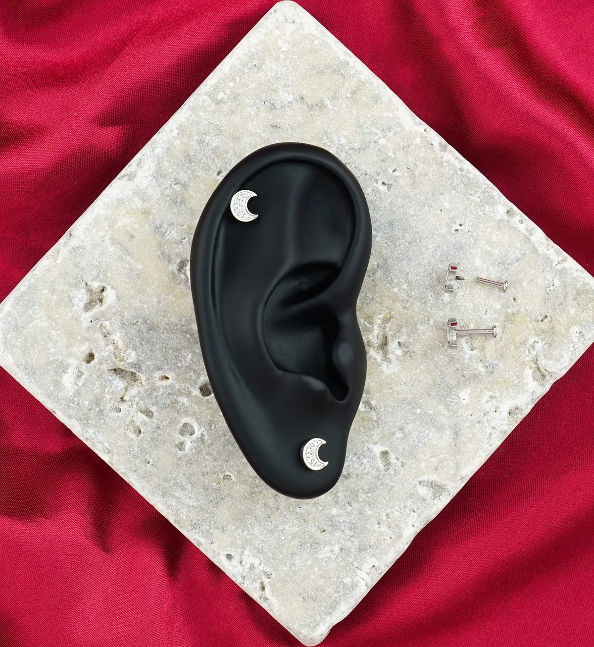 Lunar Eclipse CZ Internally Threaded Stainless Steel Labret