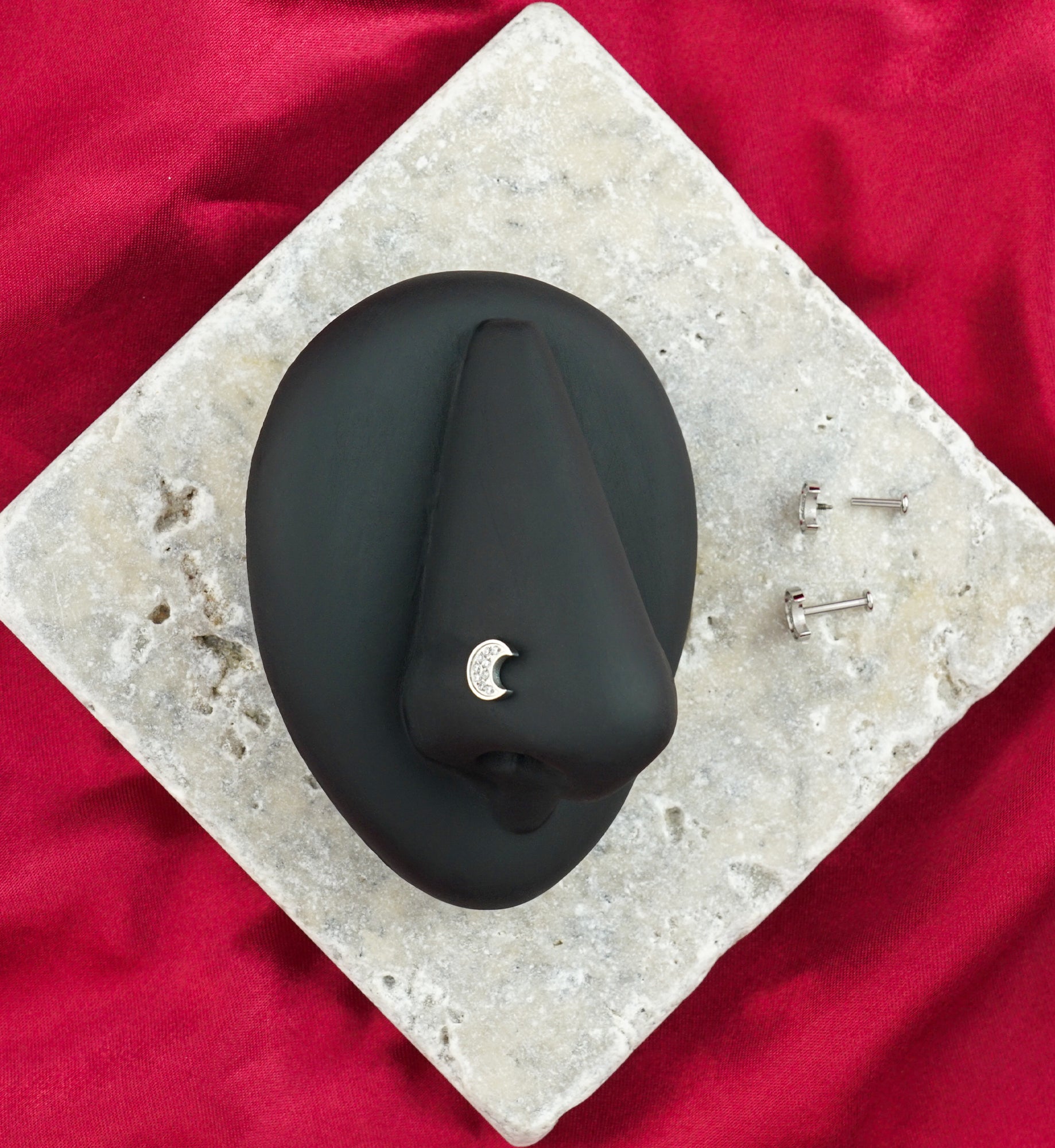 Lunar Eclipse CZ Internally Threaded Stainless Steel Labret