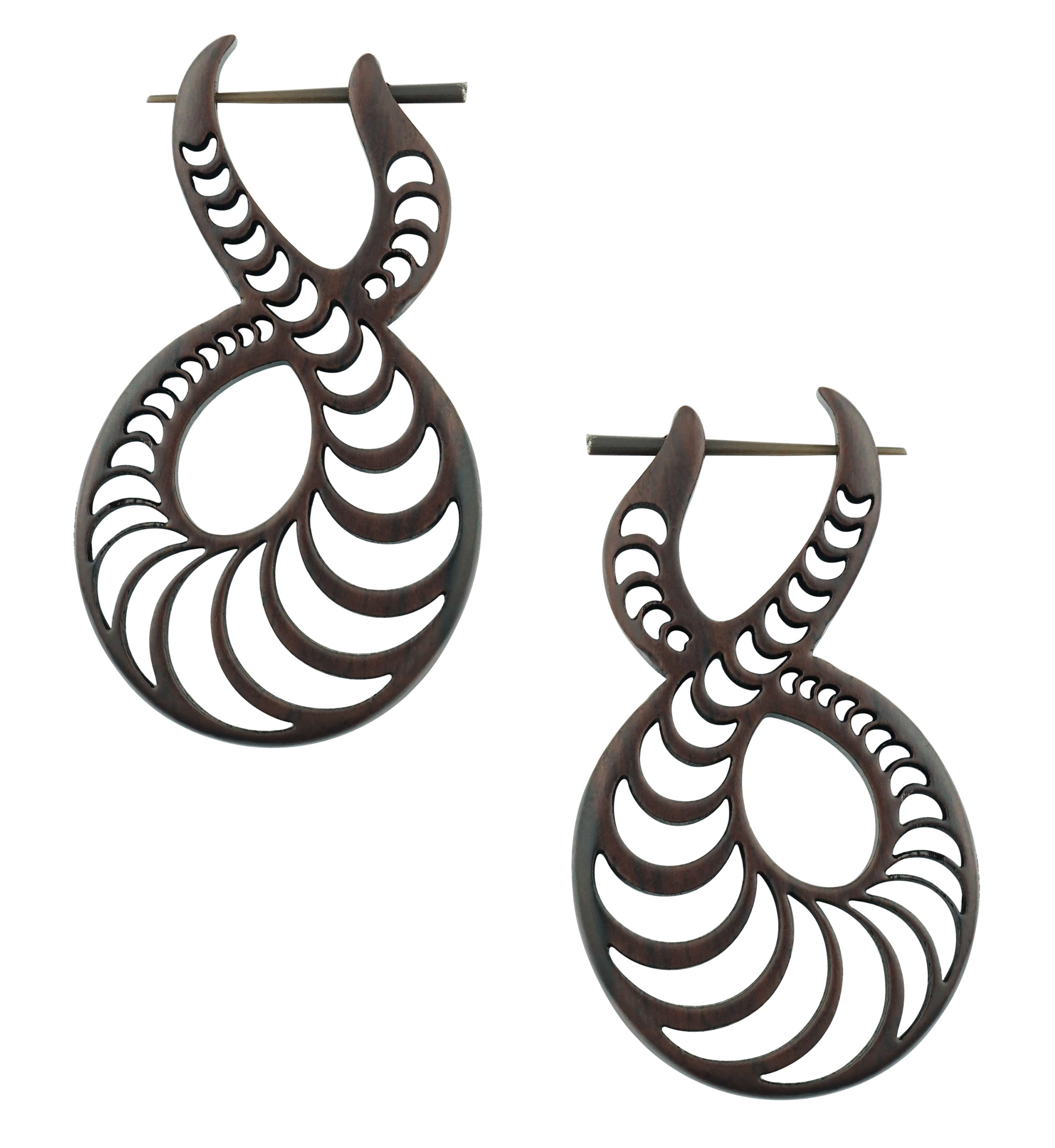 Lunar Spiral Narra Wood Earrings