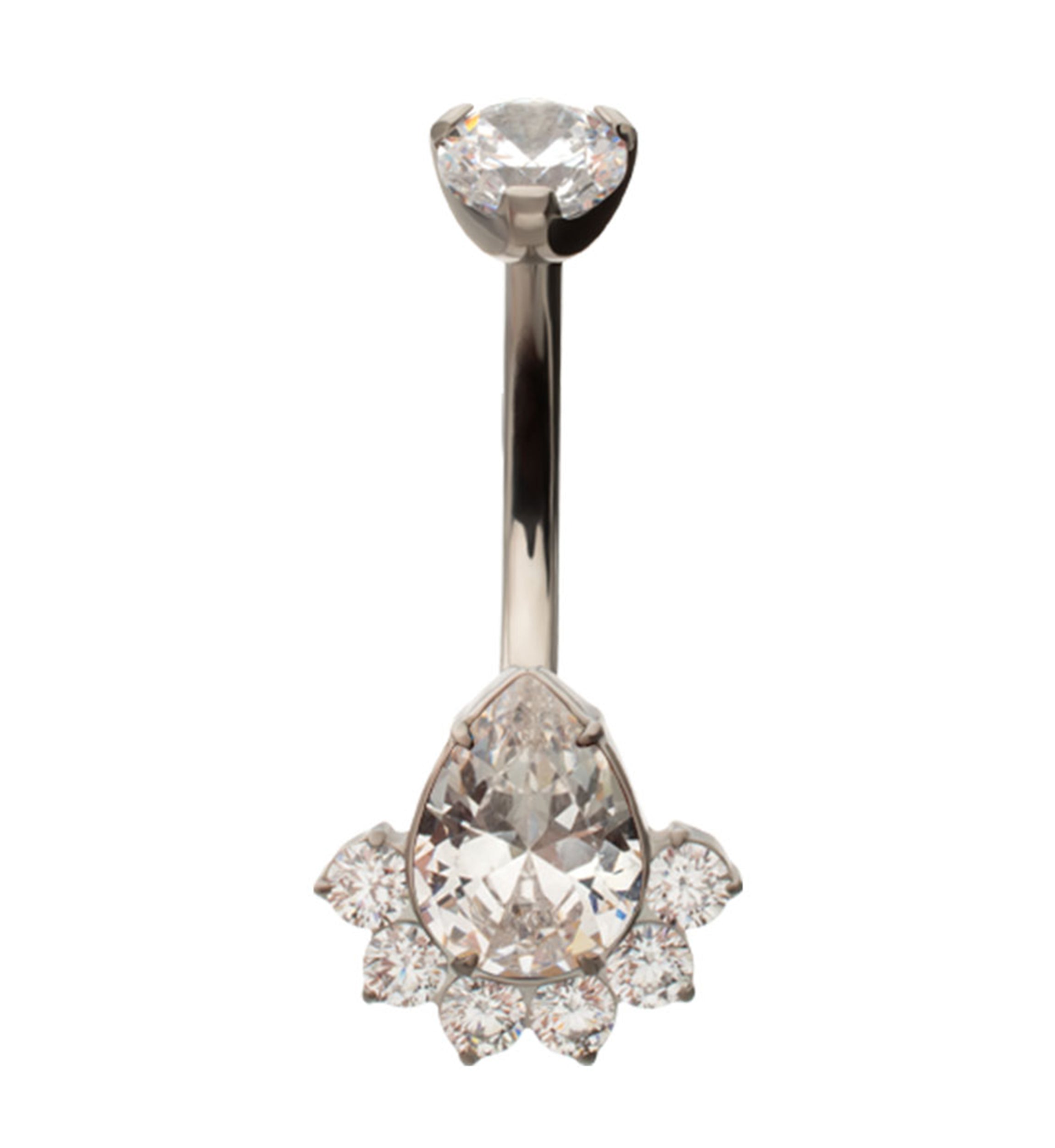 Lure Teardrop Clear CZ Titanium Internally Threaded Belly Button Ring