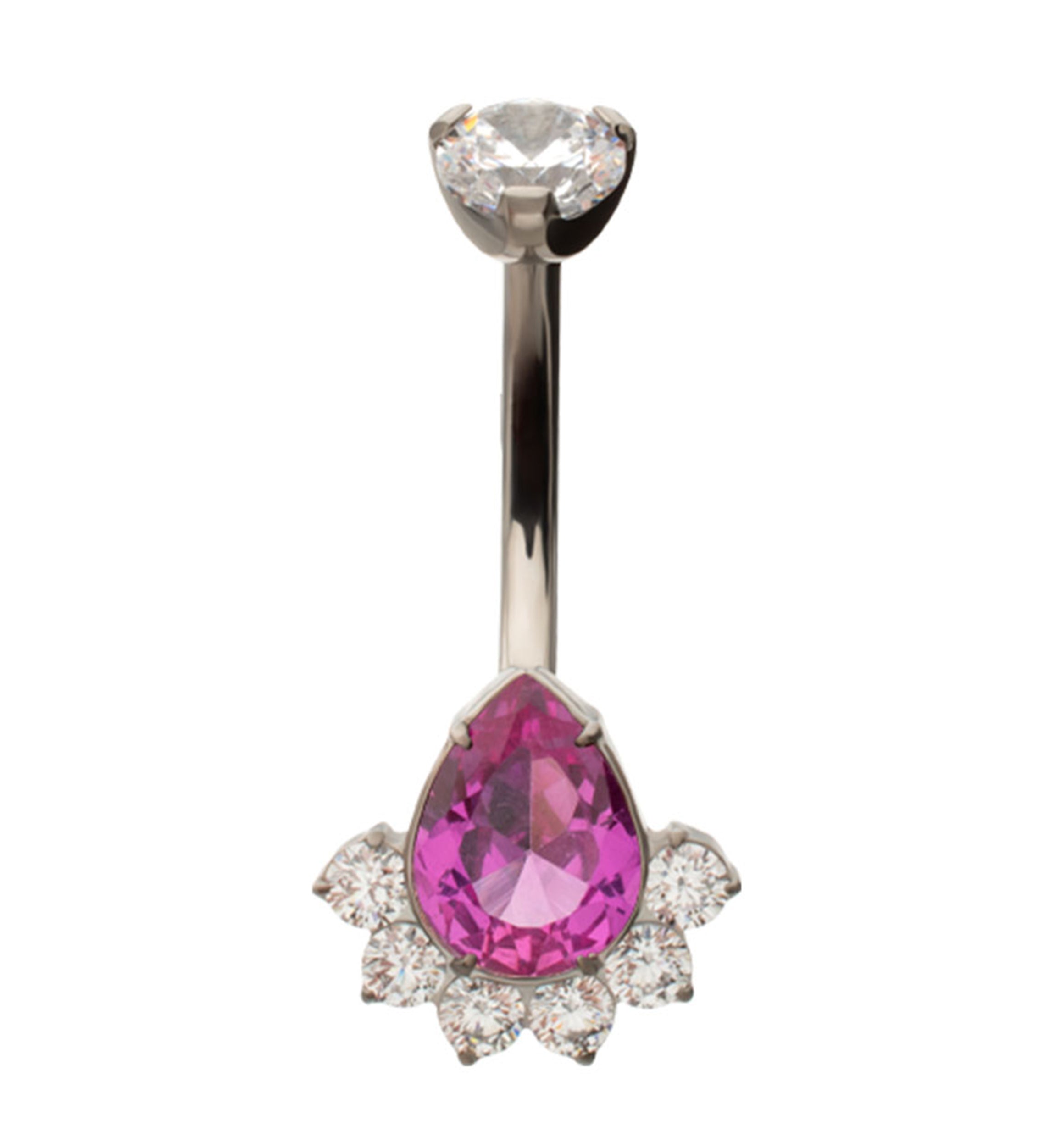 Lure Teardrop Ruby CZ Titanium Internally Threaded Belly Button Ring
