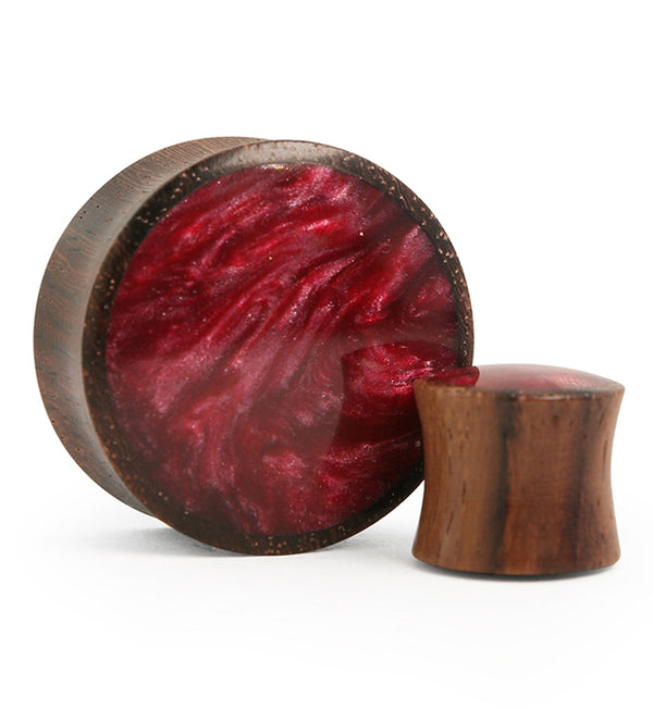 Sono Wood Plugs With Magenta Resin Inlay
