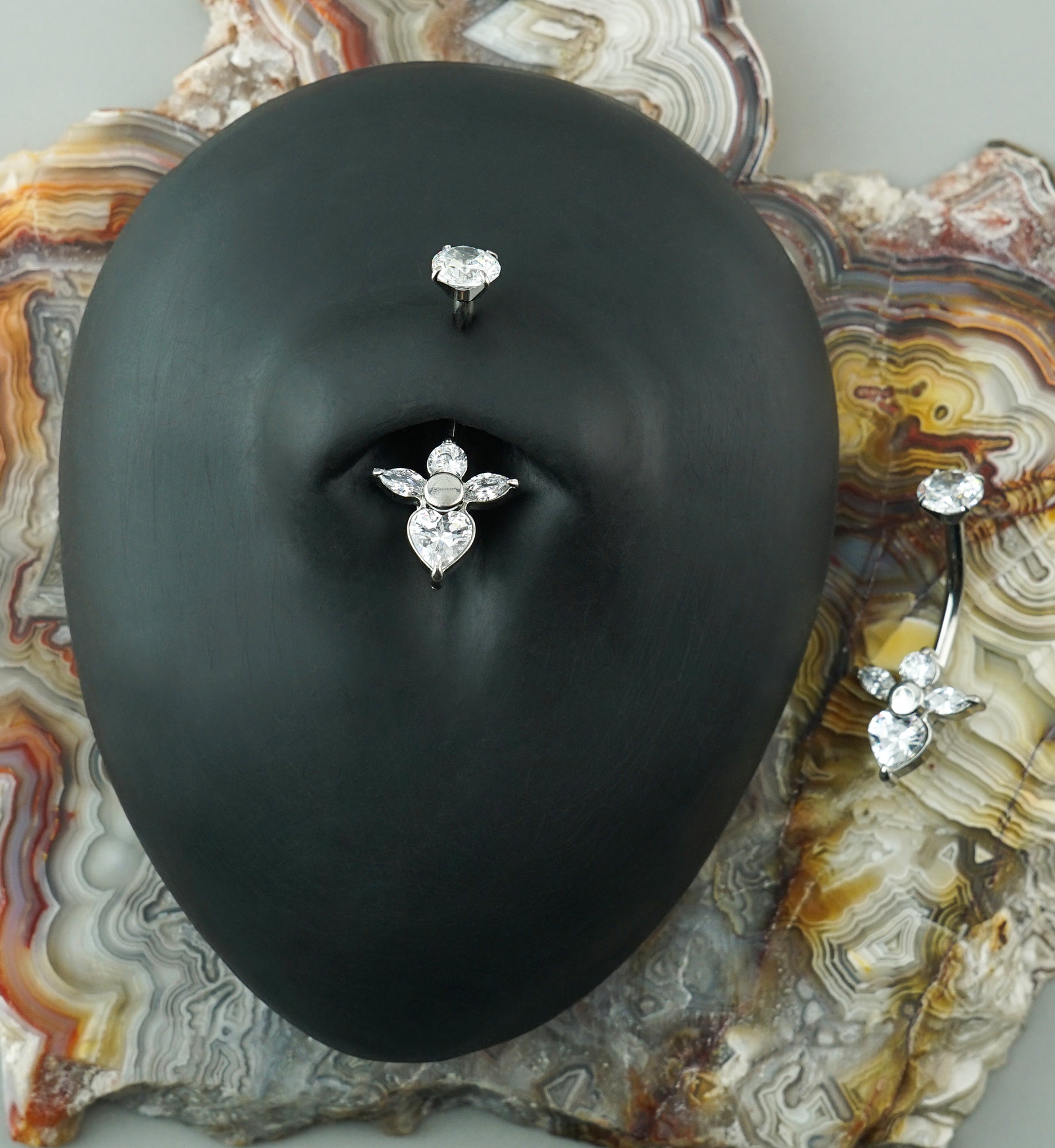 Majesty CZ Stainless Steel Internally Threaded Belly Button Ring