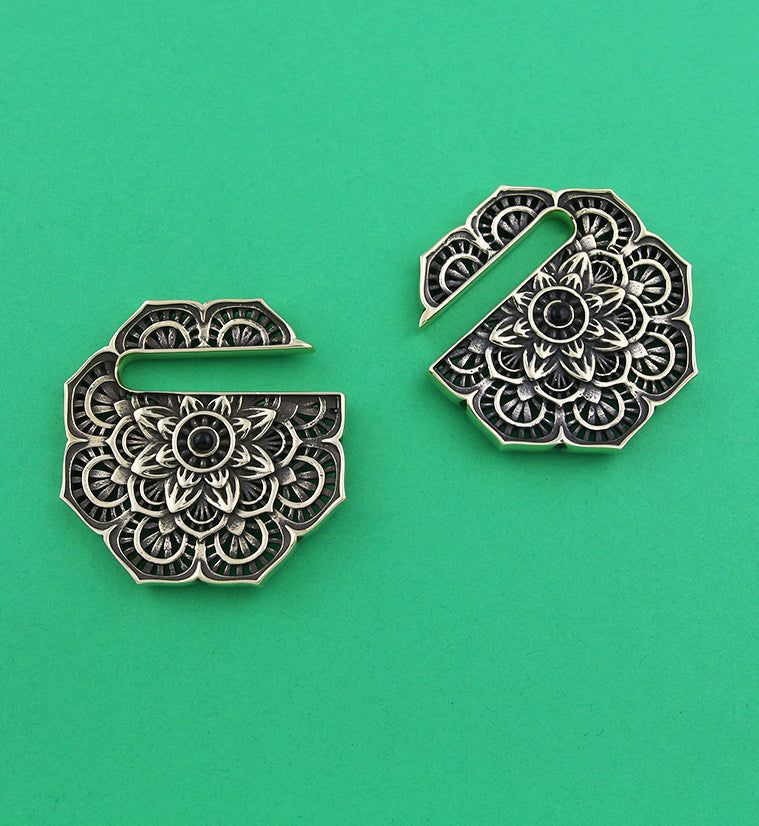 Mandala Flower Brass Ear Weights
