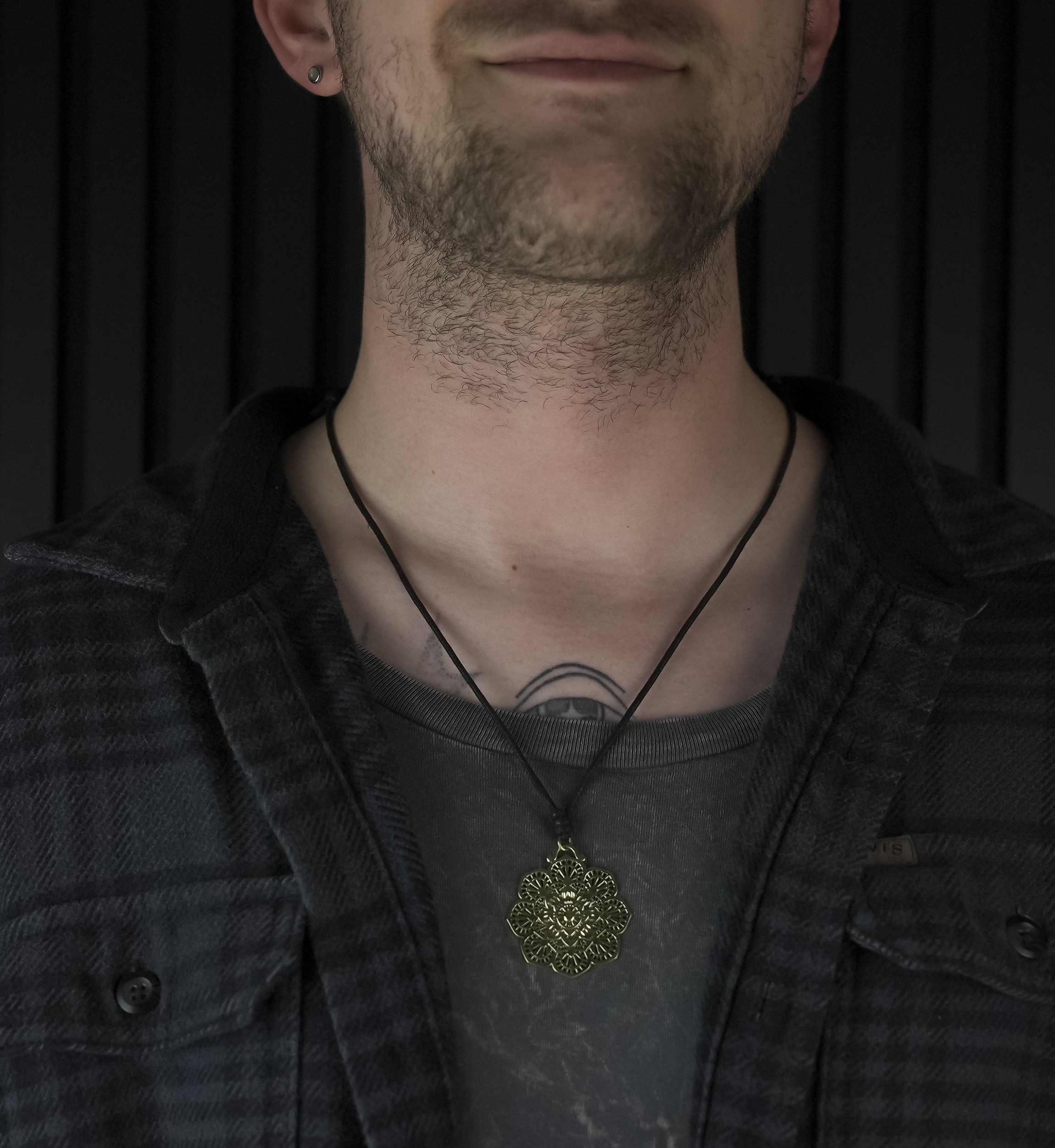 Mandala Flower Brass Pendant Necklace