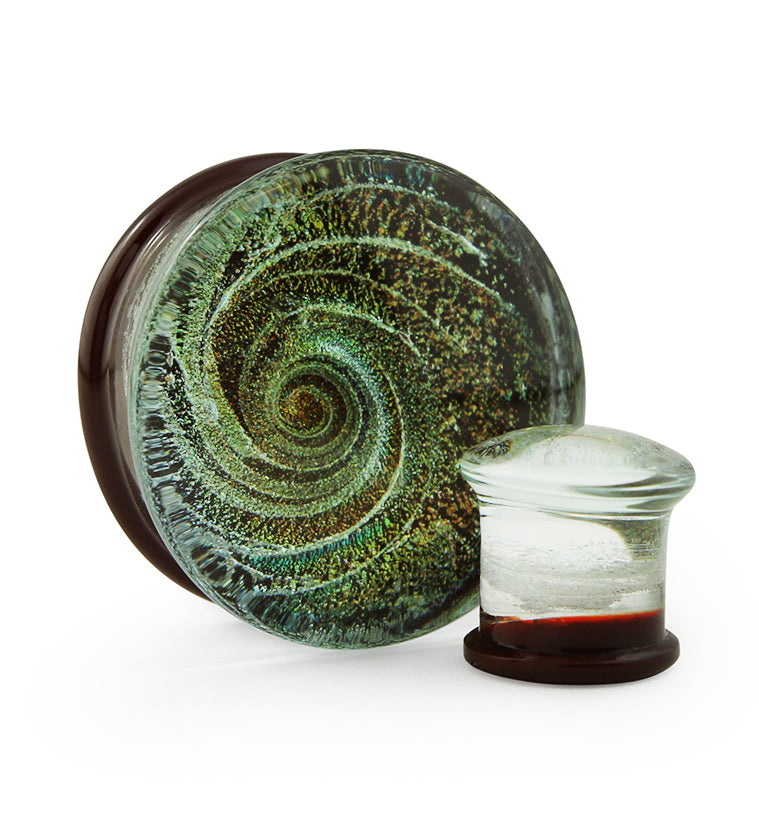 Maroon Cosmic Spiral Glass Plugs