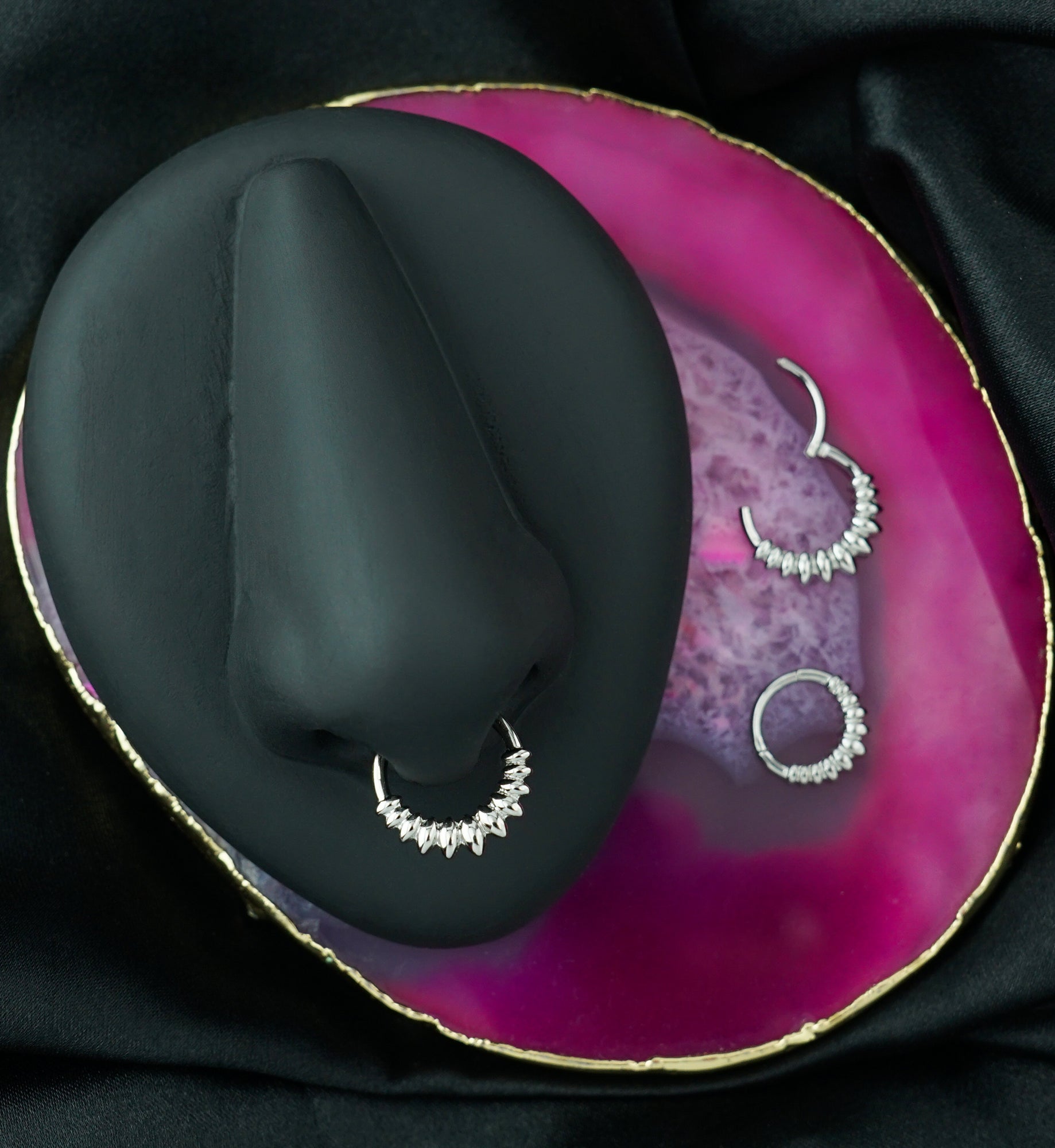 Marquise Beads Stainless Steel Hinged Segment Ring