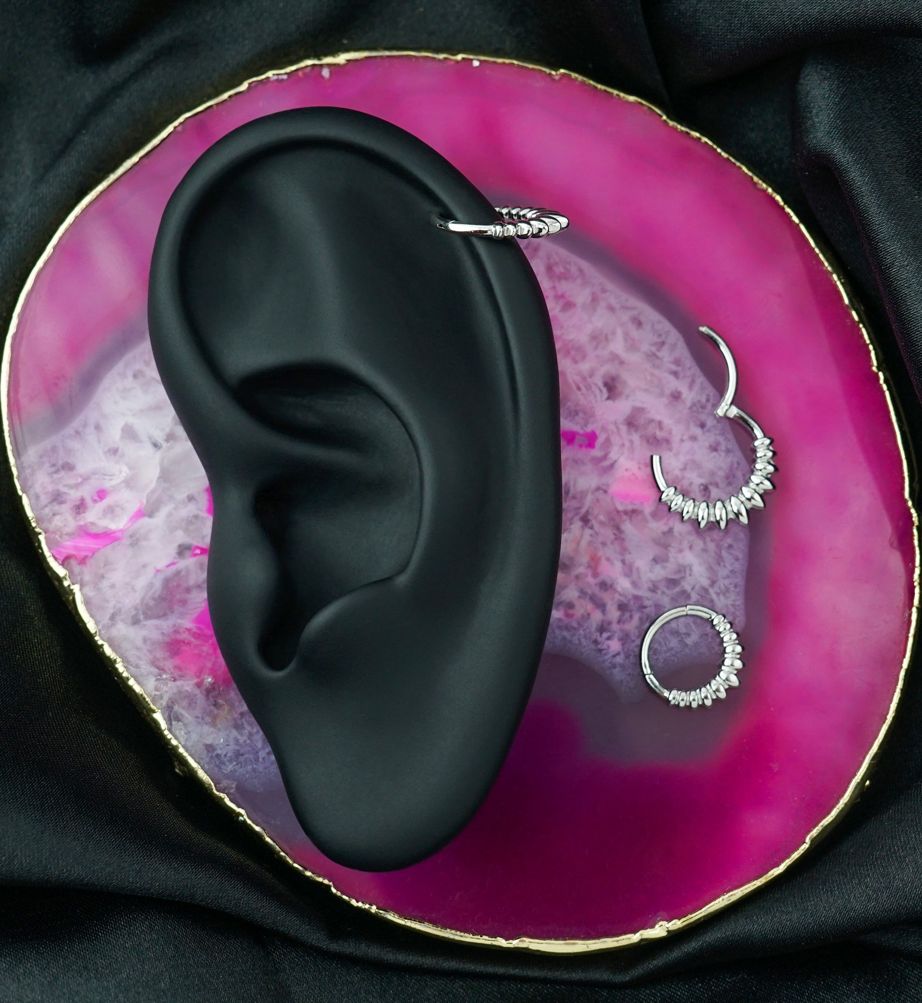 Marquise Beads Stainless Steel Hinged Segment Ring