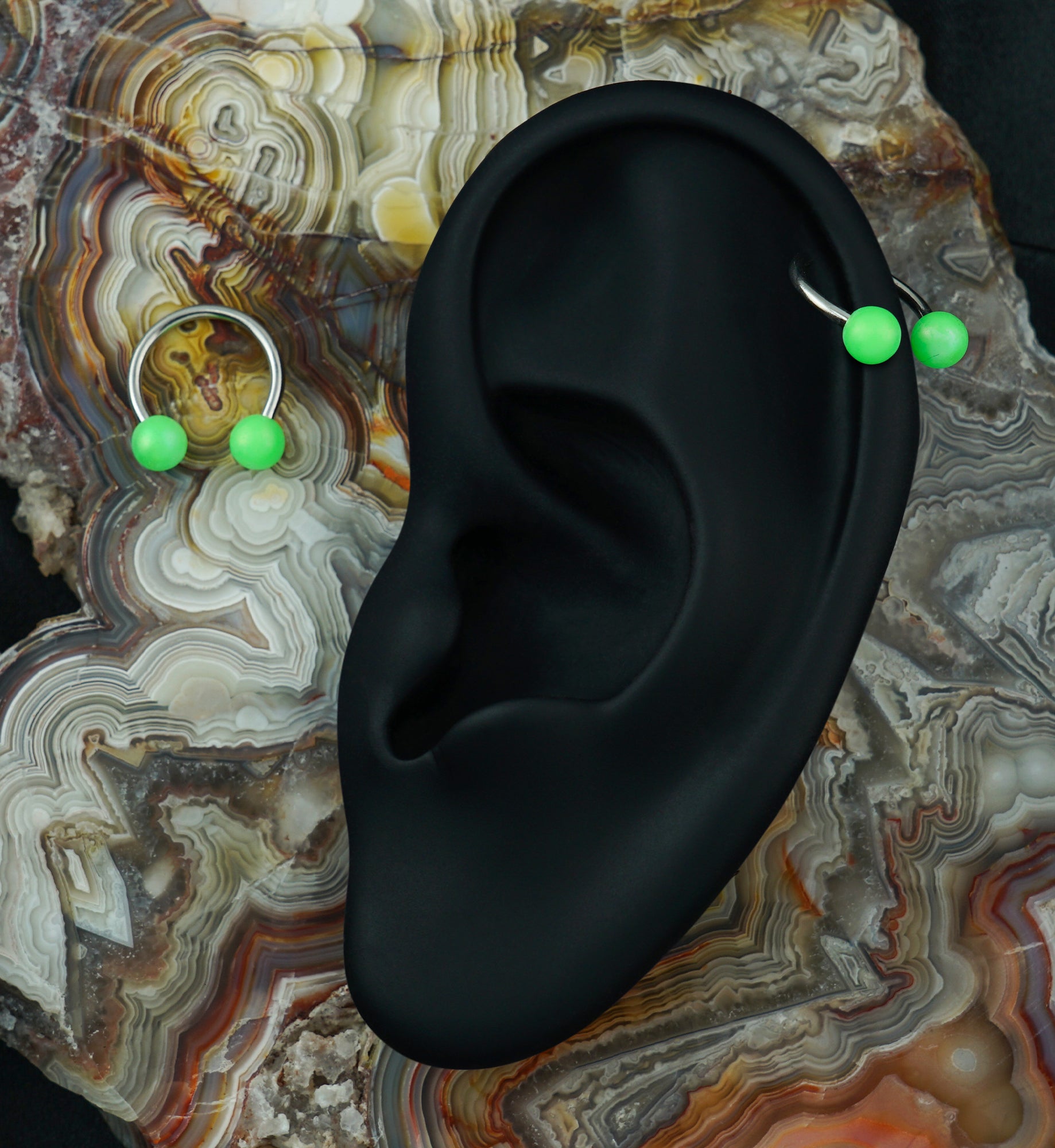 Matte Green Stainless Steel Circular Barbell