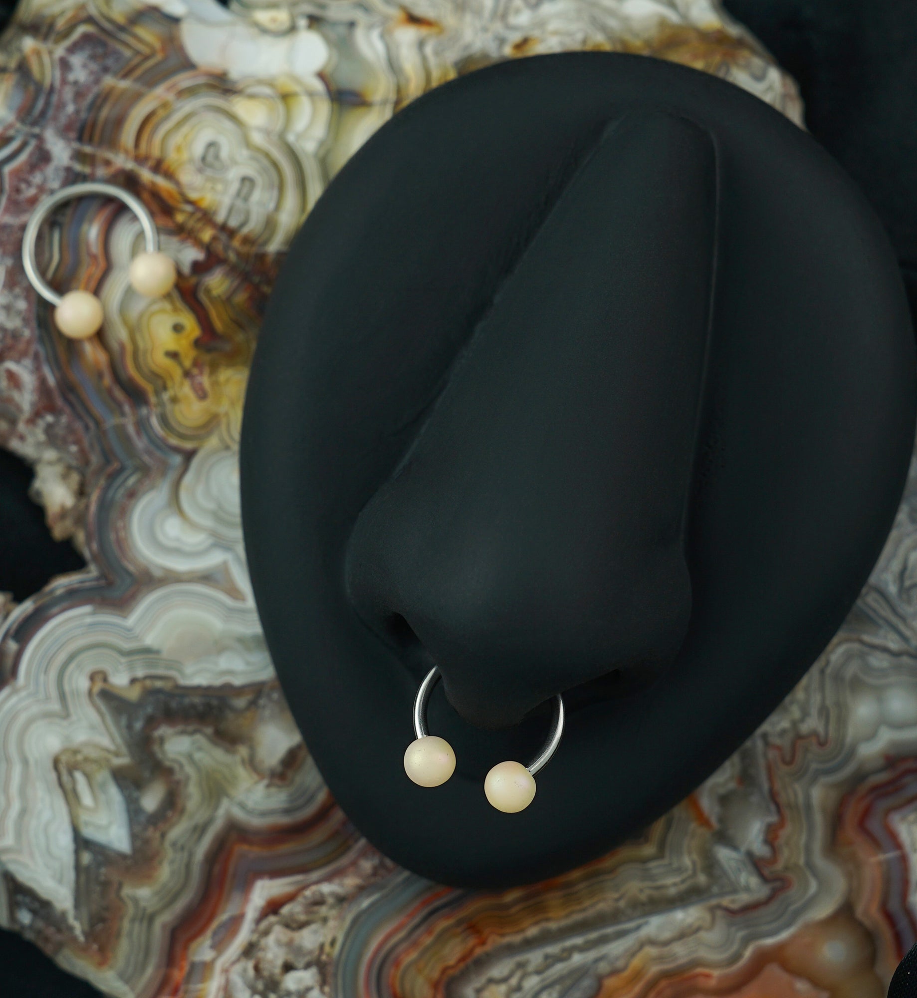 Matte Peach Stainless Steel Circular Barbell