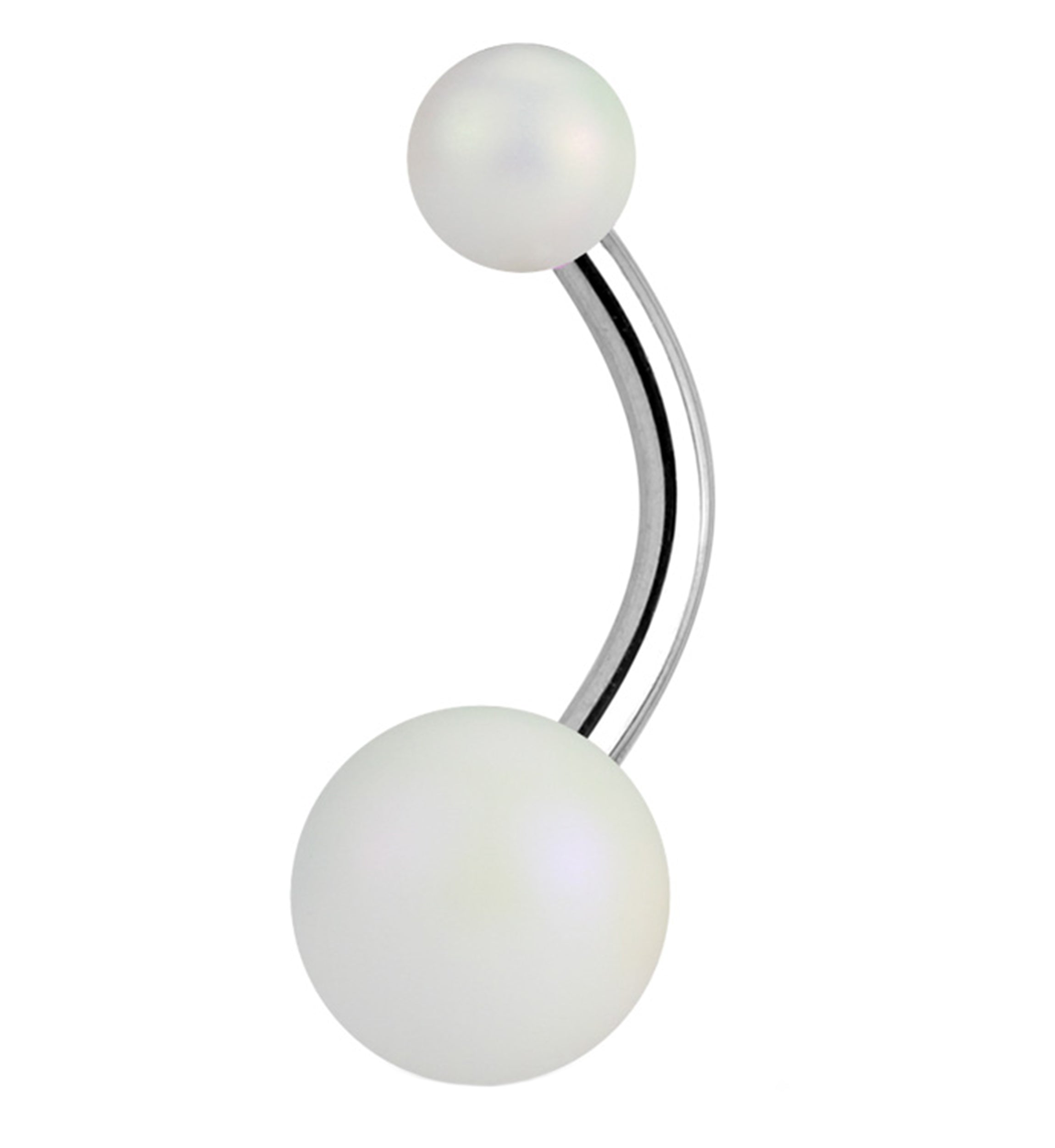Matte White Stainless Steel Belly Button Ring