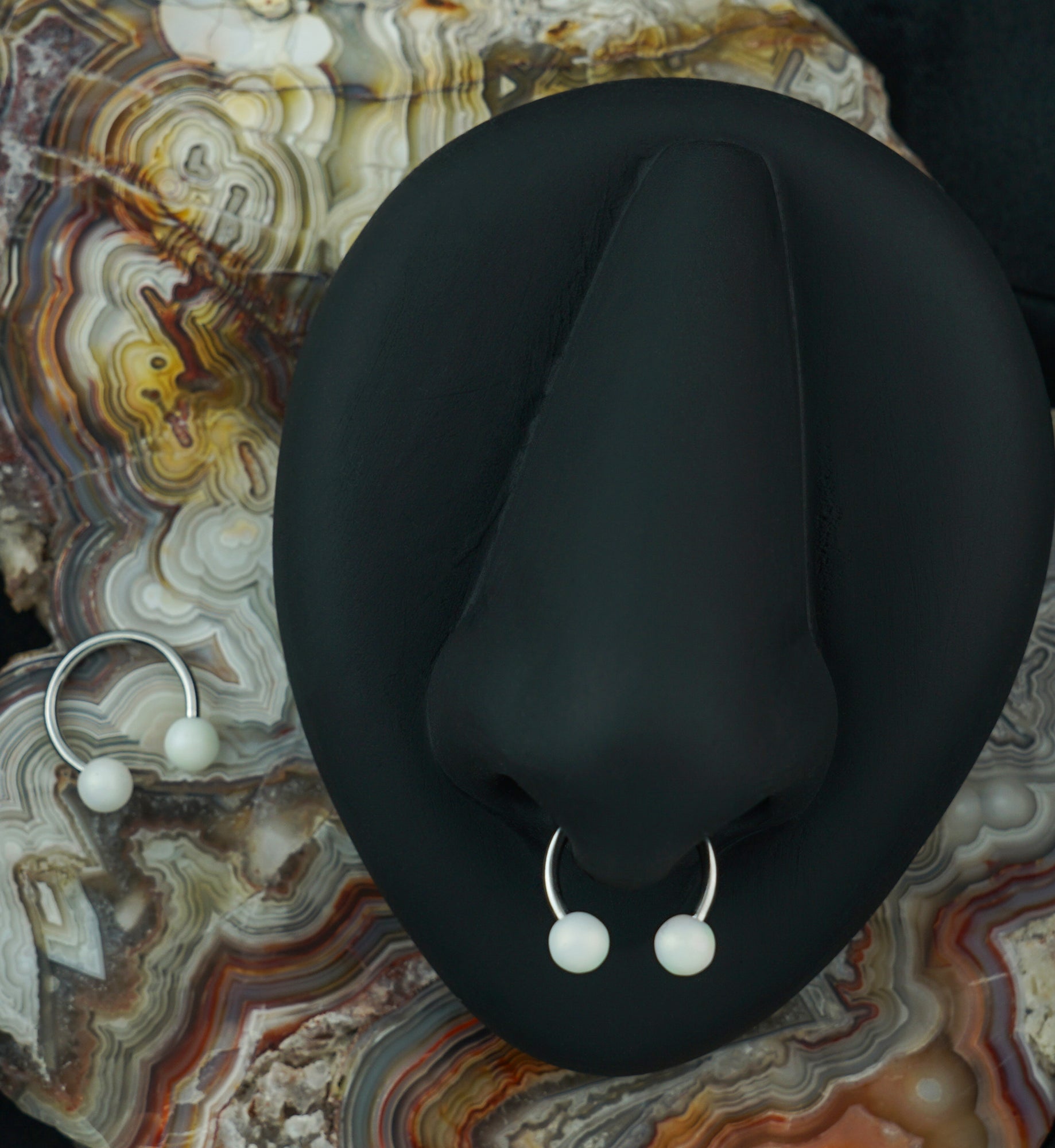 Matte White Stainless Steel Circular Barbell