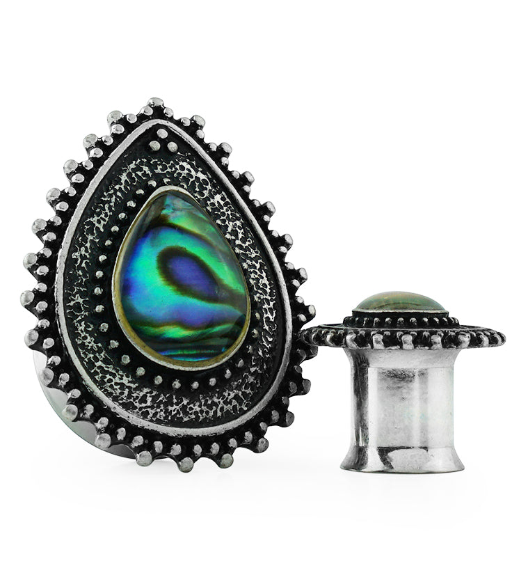 Abalone Teardrop Plate Steel Plugs