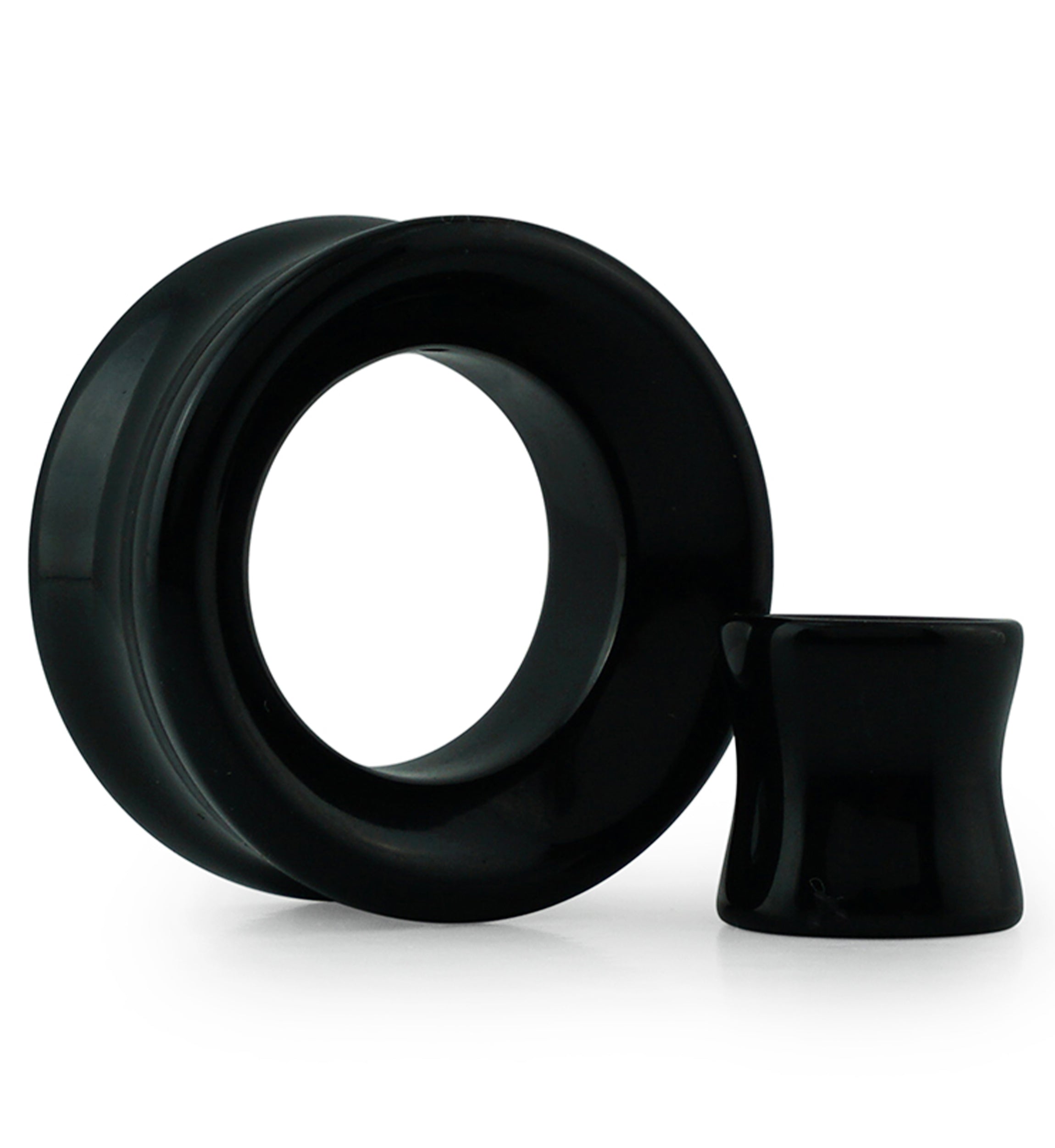 Midnight Black Glass Tunnel Plugs