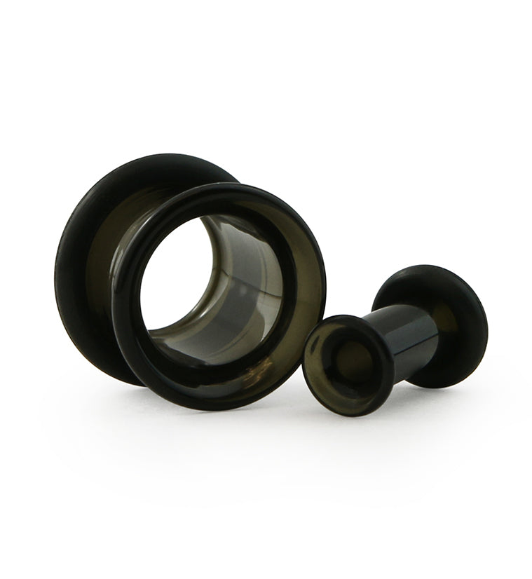 Midnight Black Glass Tunnel Plugs - Single Flare