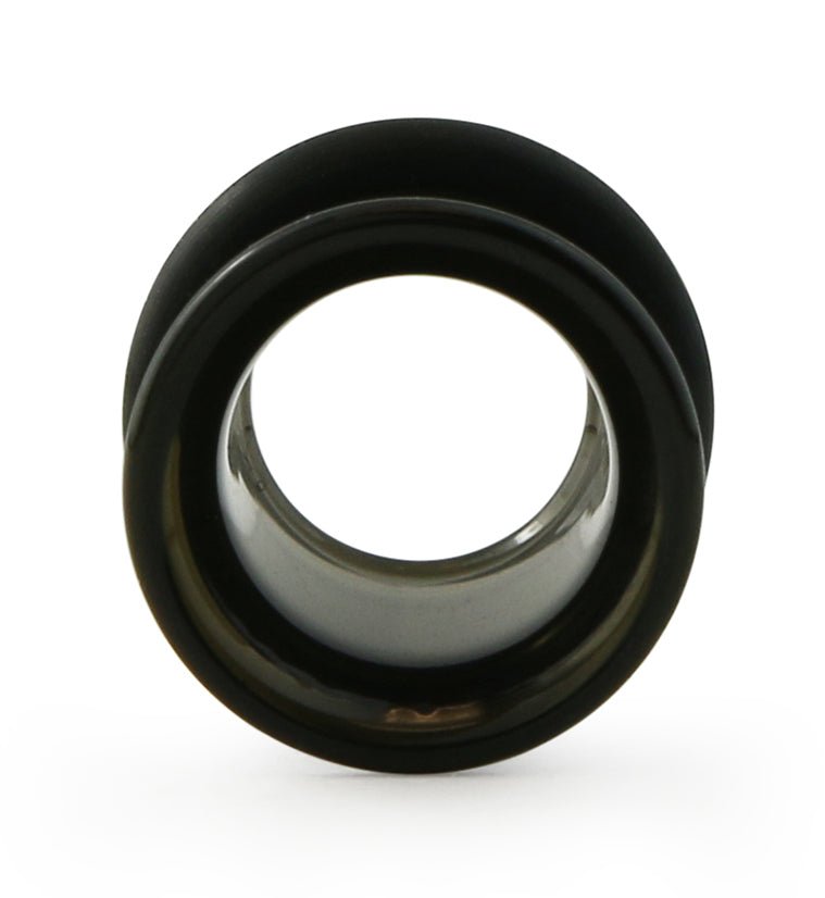 Midnight Black Glass Tunnel Plugs - Single Flare