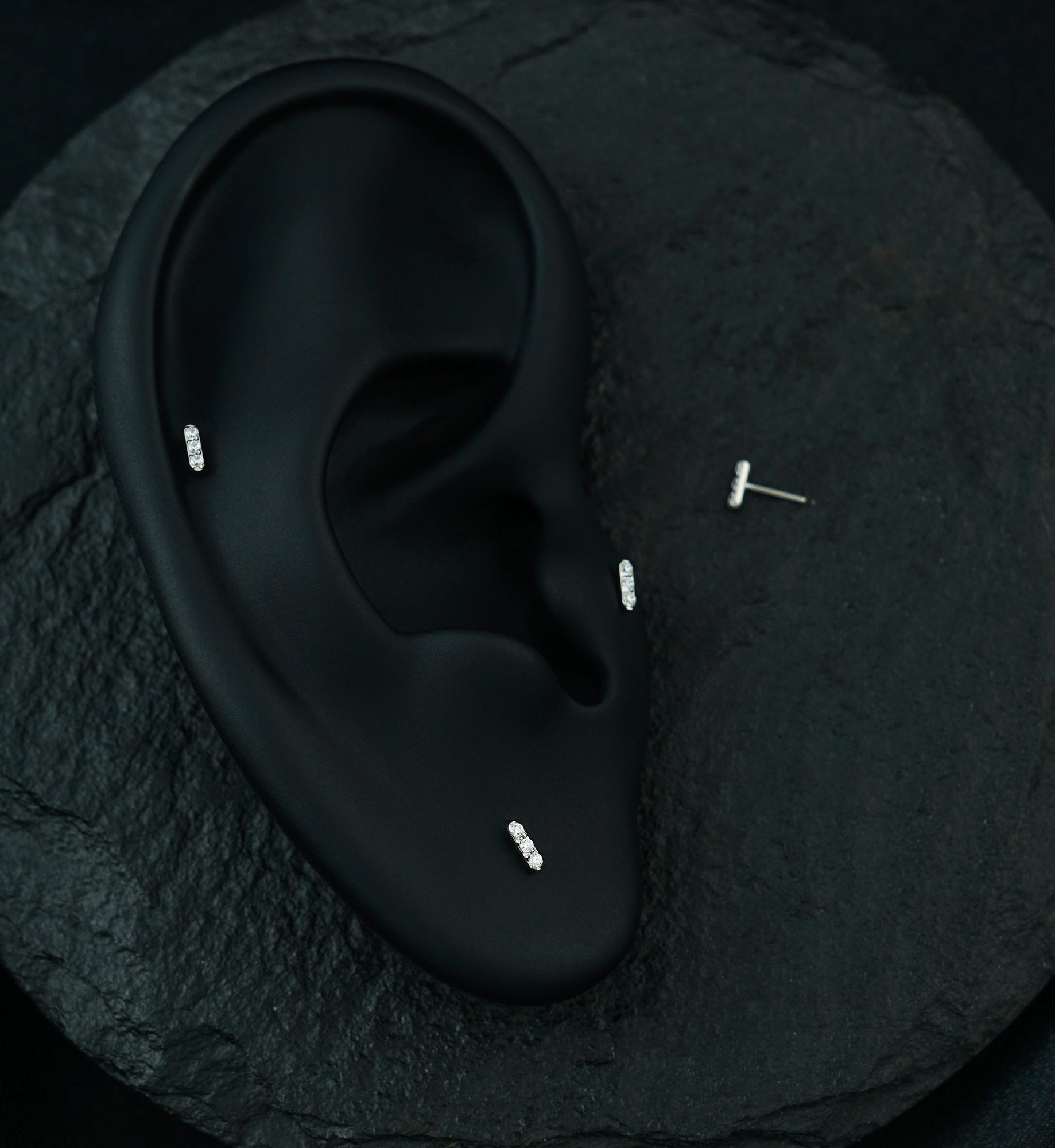 Mini Stacked Clear CZ Threadless Titanium Top