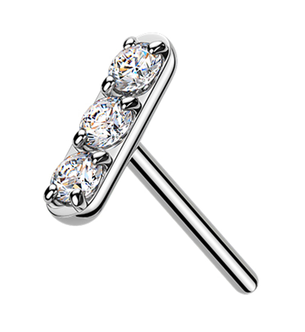Mini Stacked Clear CZ Threadless Titanium Top