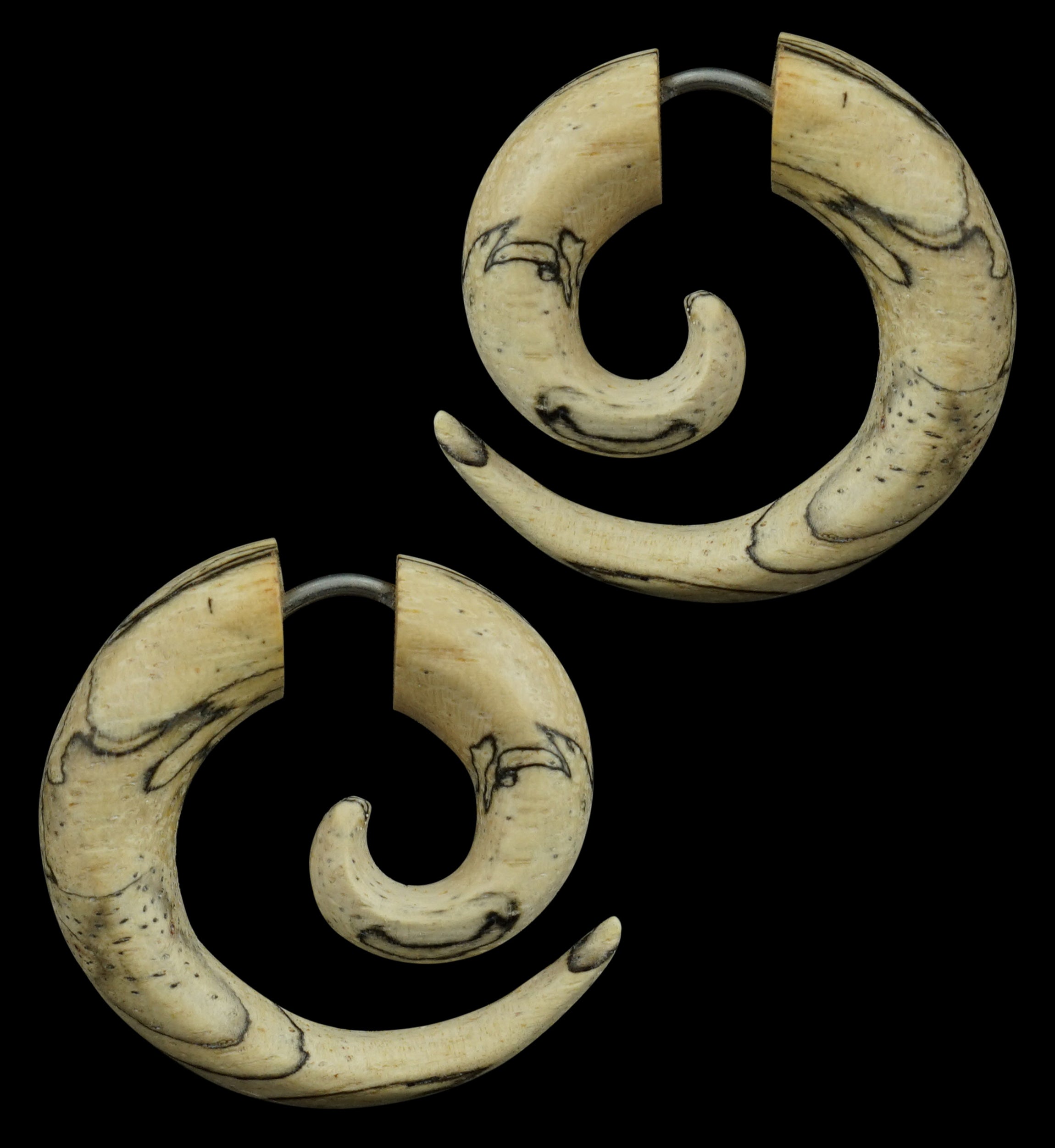 Mini Tamarind Wood Spirals / Fake Gauges Earrings