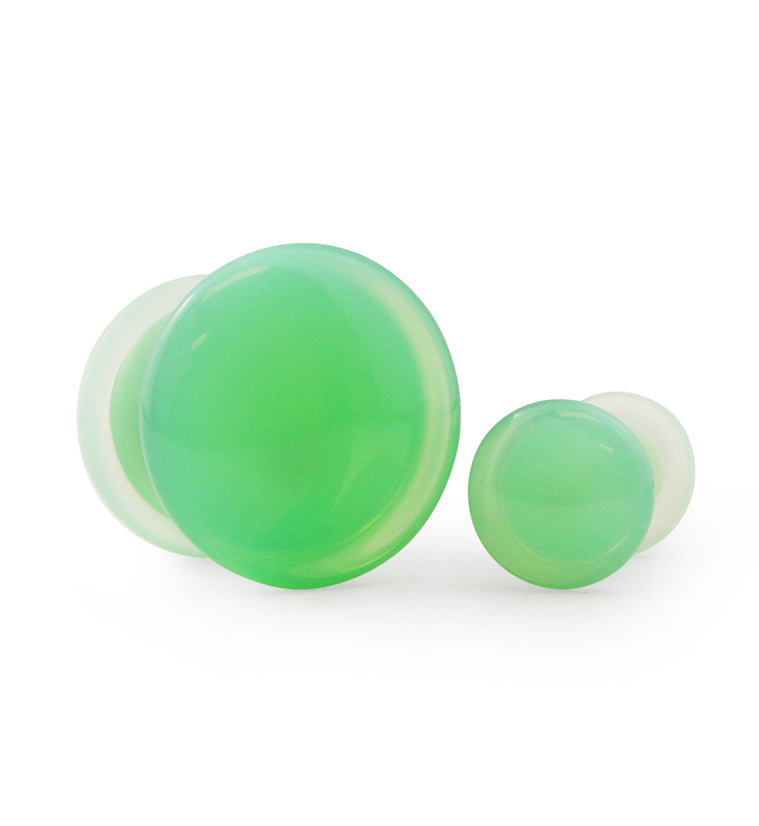 Mint Opalite Glass Plugs - Single Flare