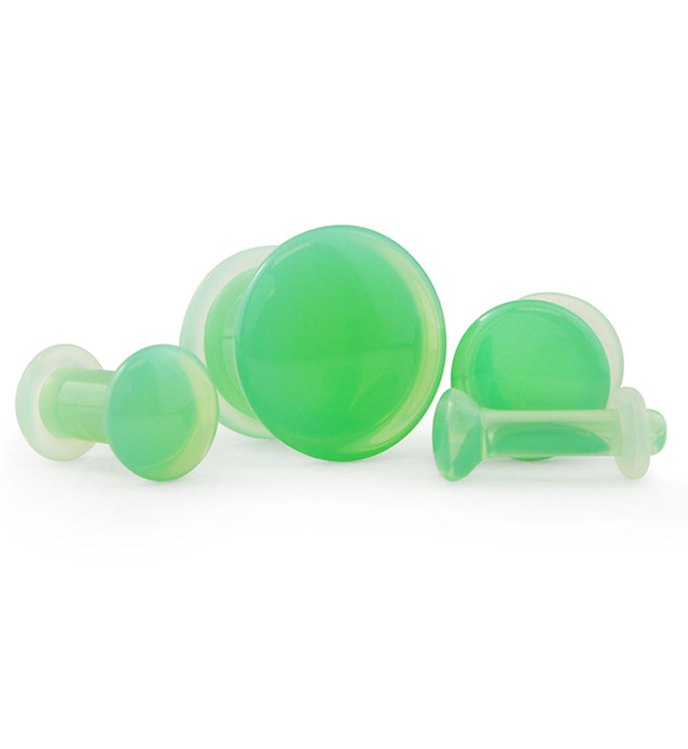 Mint Opalite Glass Plugs - Single Flare