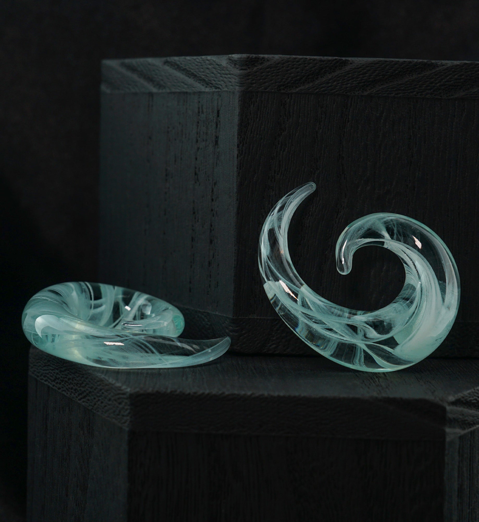 Mint Swirl Glass Spirals