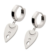 Moon and Star Planchette Stainless Steel Hoop Huggie Earrings