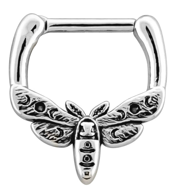 Moon Phase Moth Stainless Steel Hinged Segment Ring