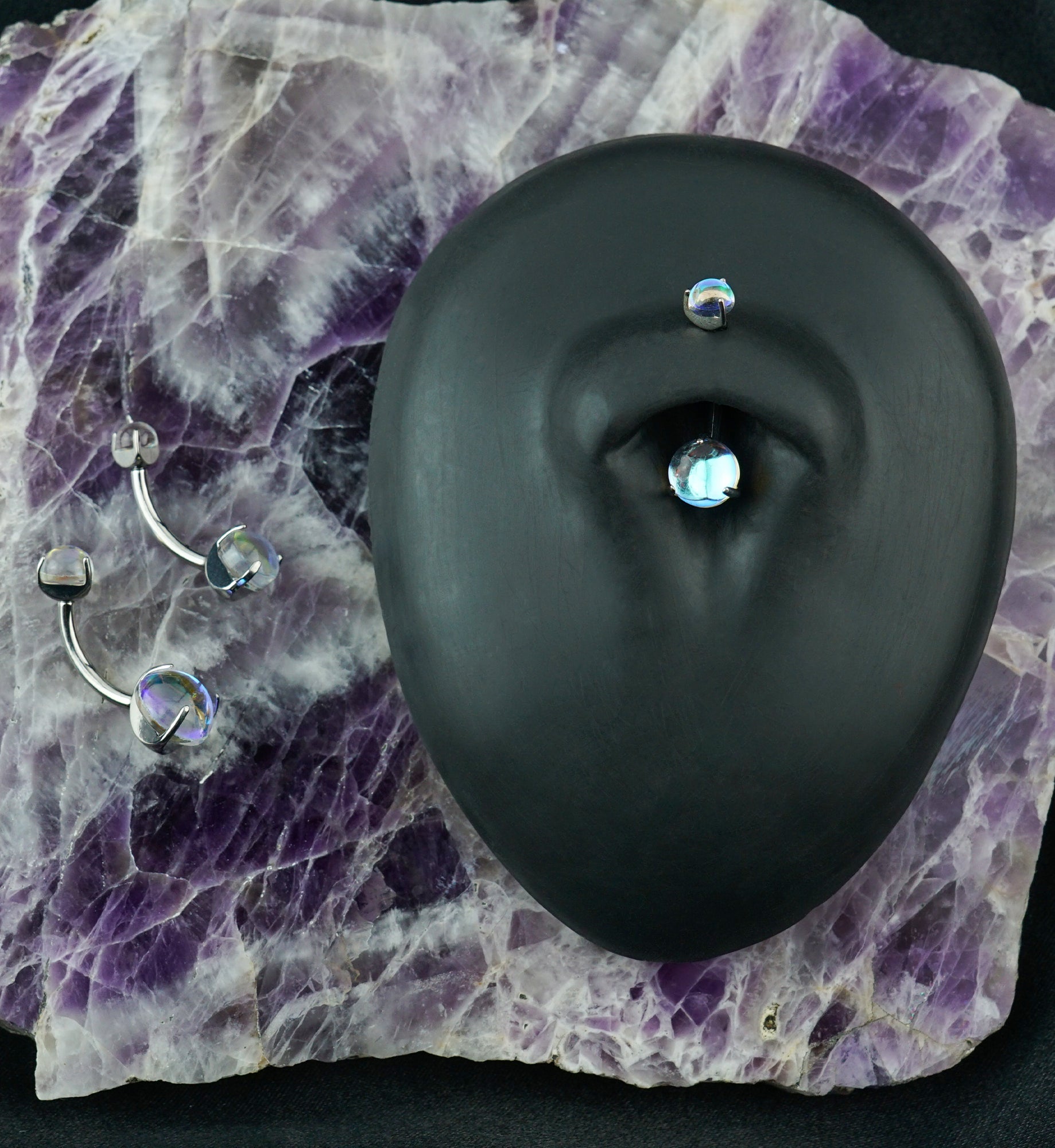 Moonstone Titanium Internally Threaded Belly Button Ring