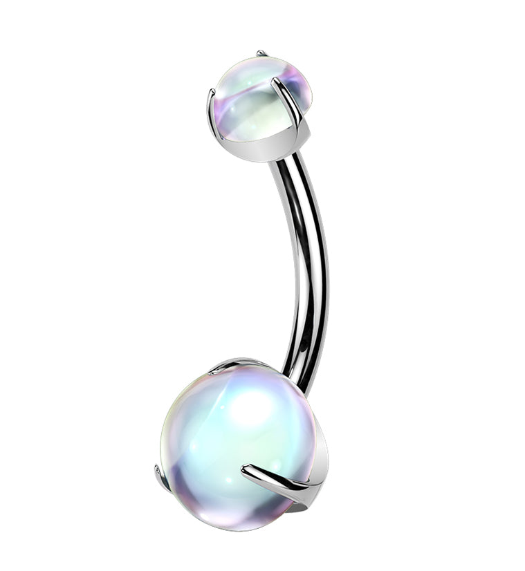 Moonstone Titanium Internally Threaded Belly Button Ring