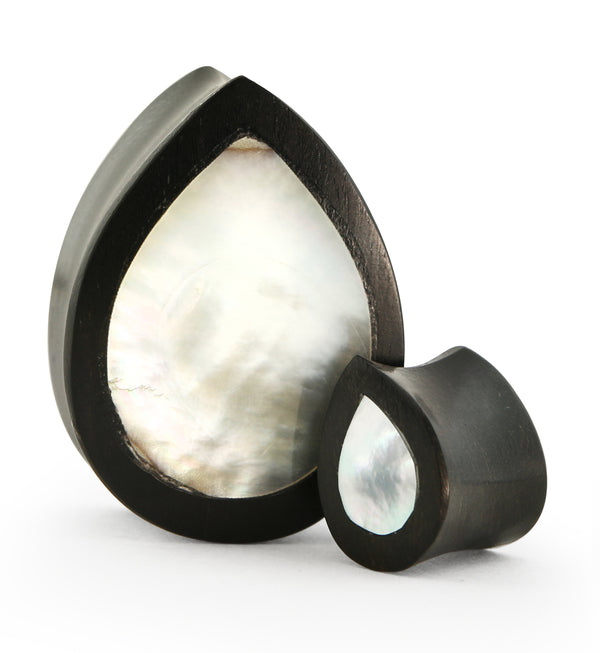 Mother of Pearl Areng Wood Teardrop Plugs