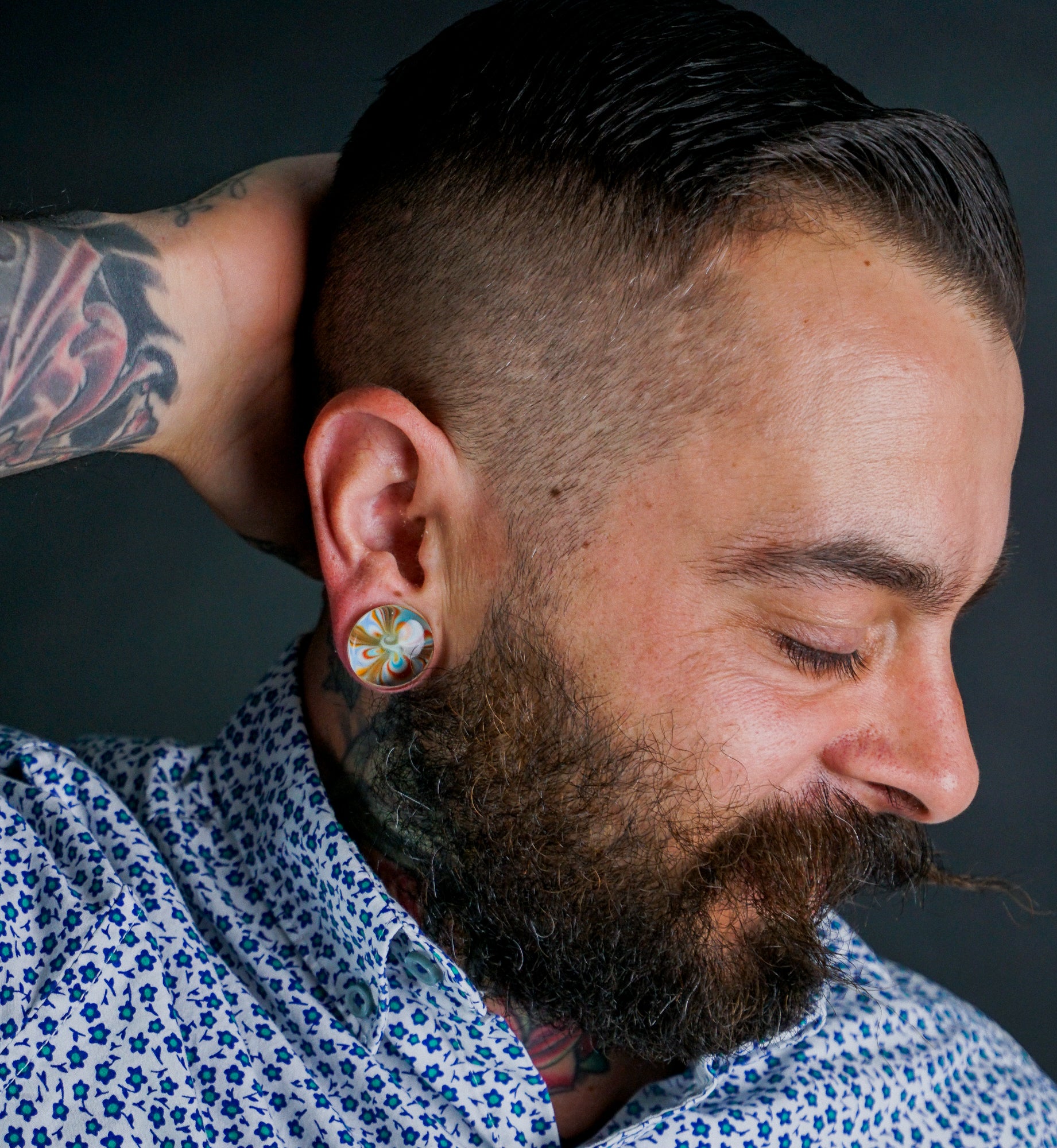 Multi Chroma Swirl Glass Double Flare Plugs