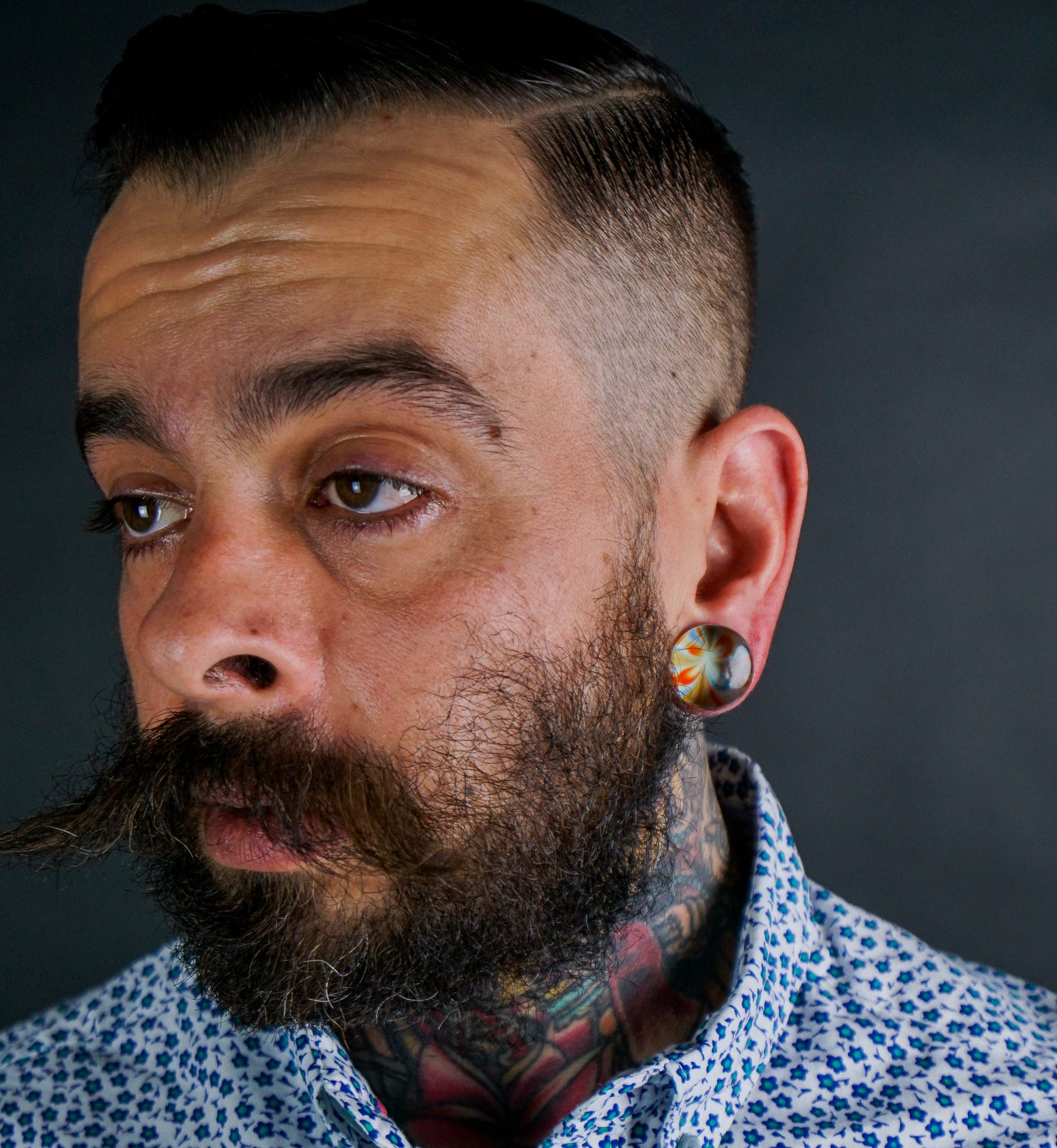 Multi Chroma Swirl Glass Double Flare Plugs