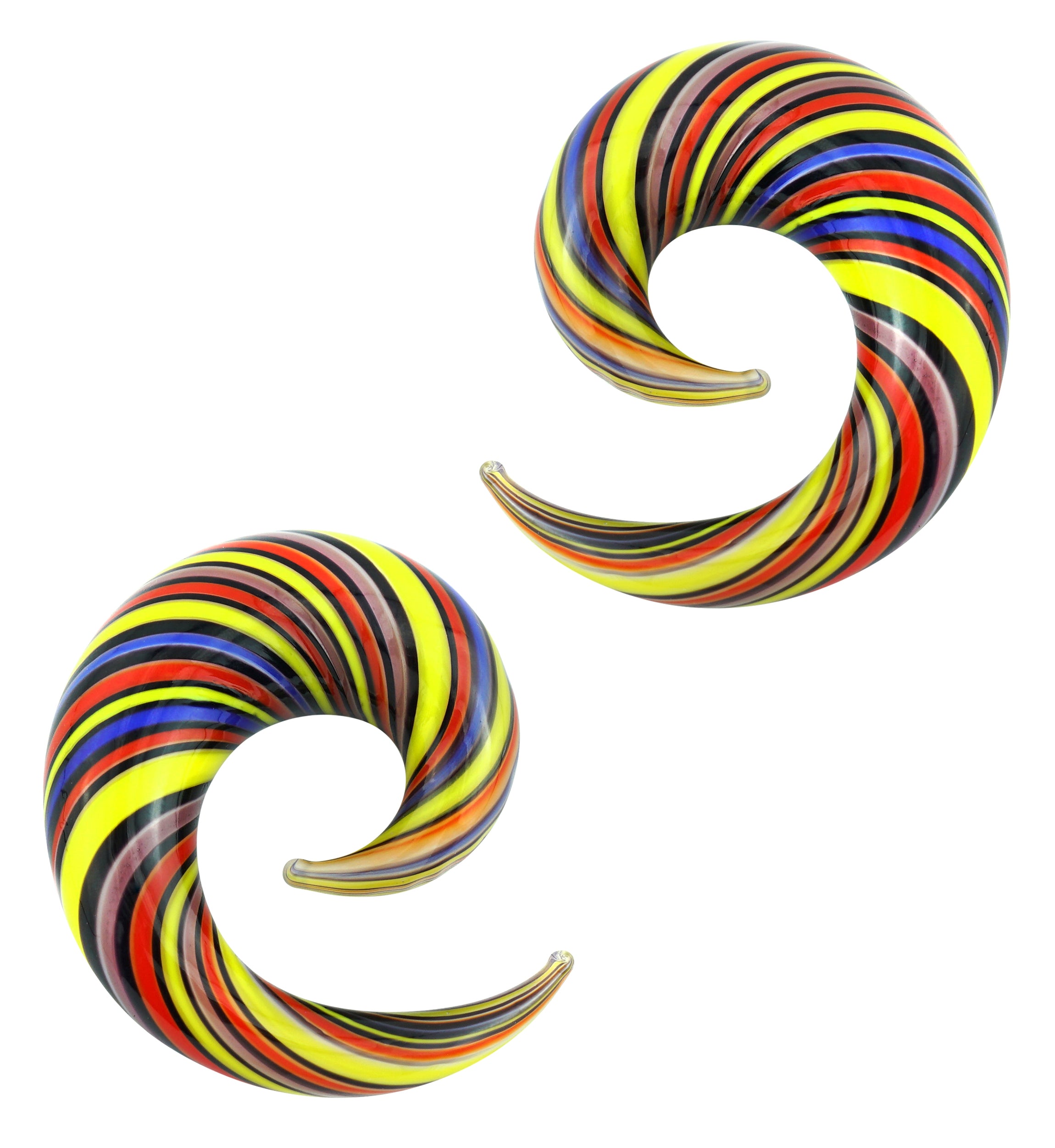 Multi Color Striped Glass Spiral Plugs