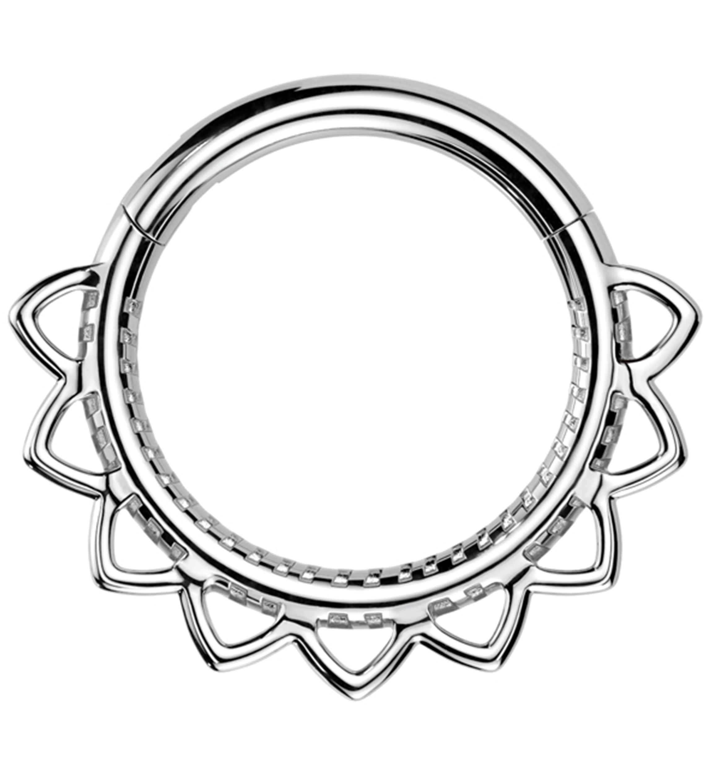 Multi Heart Filigree Stainless Steel Hinged Segment Ring