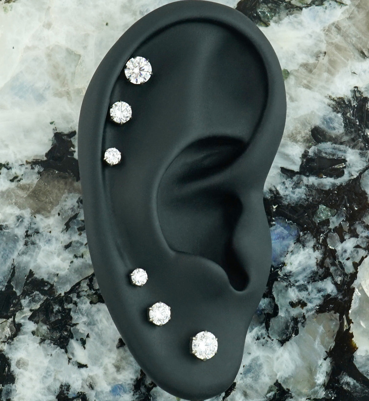 Multi Prong Clear CZ Titanium Internally Threaded Top