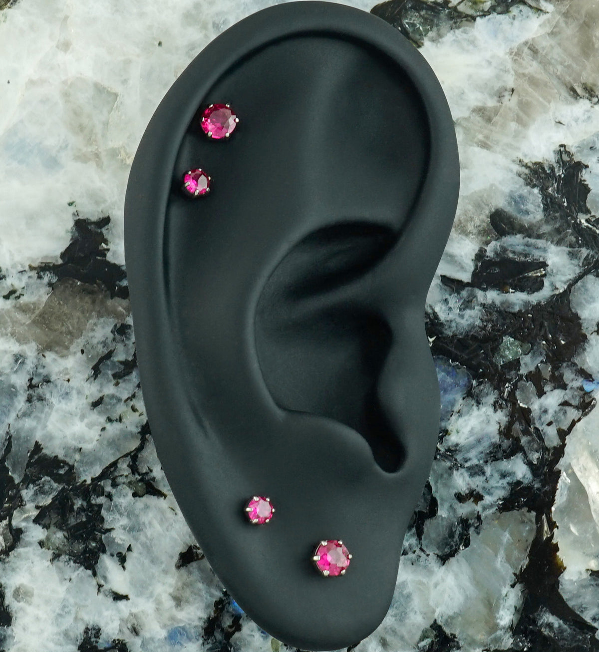 Multi Prong Fuchsia CZ Titanium Internally Threaded Top